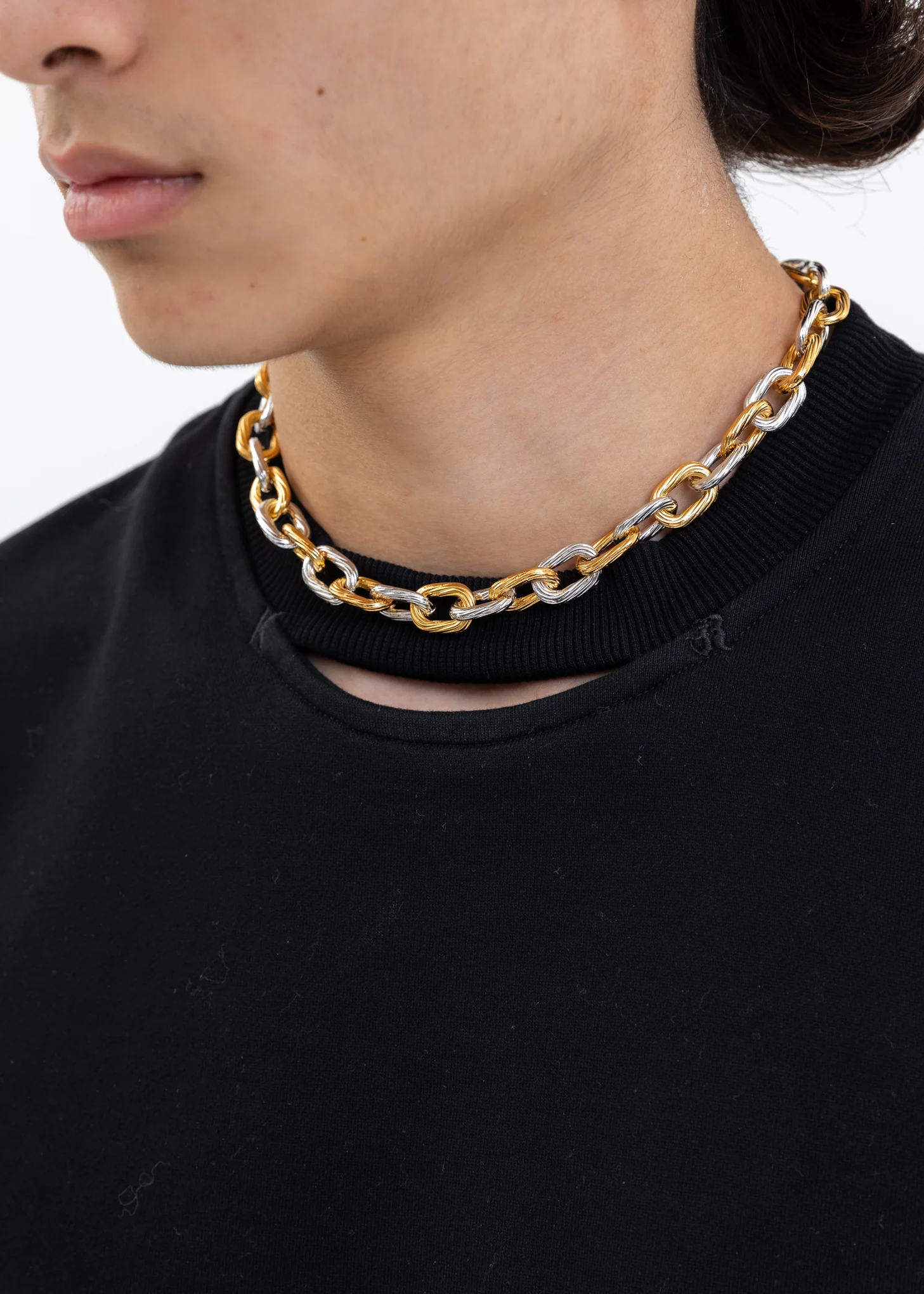 Silver And Gold Lock Necklace - Image 3