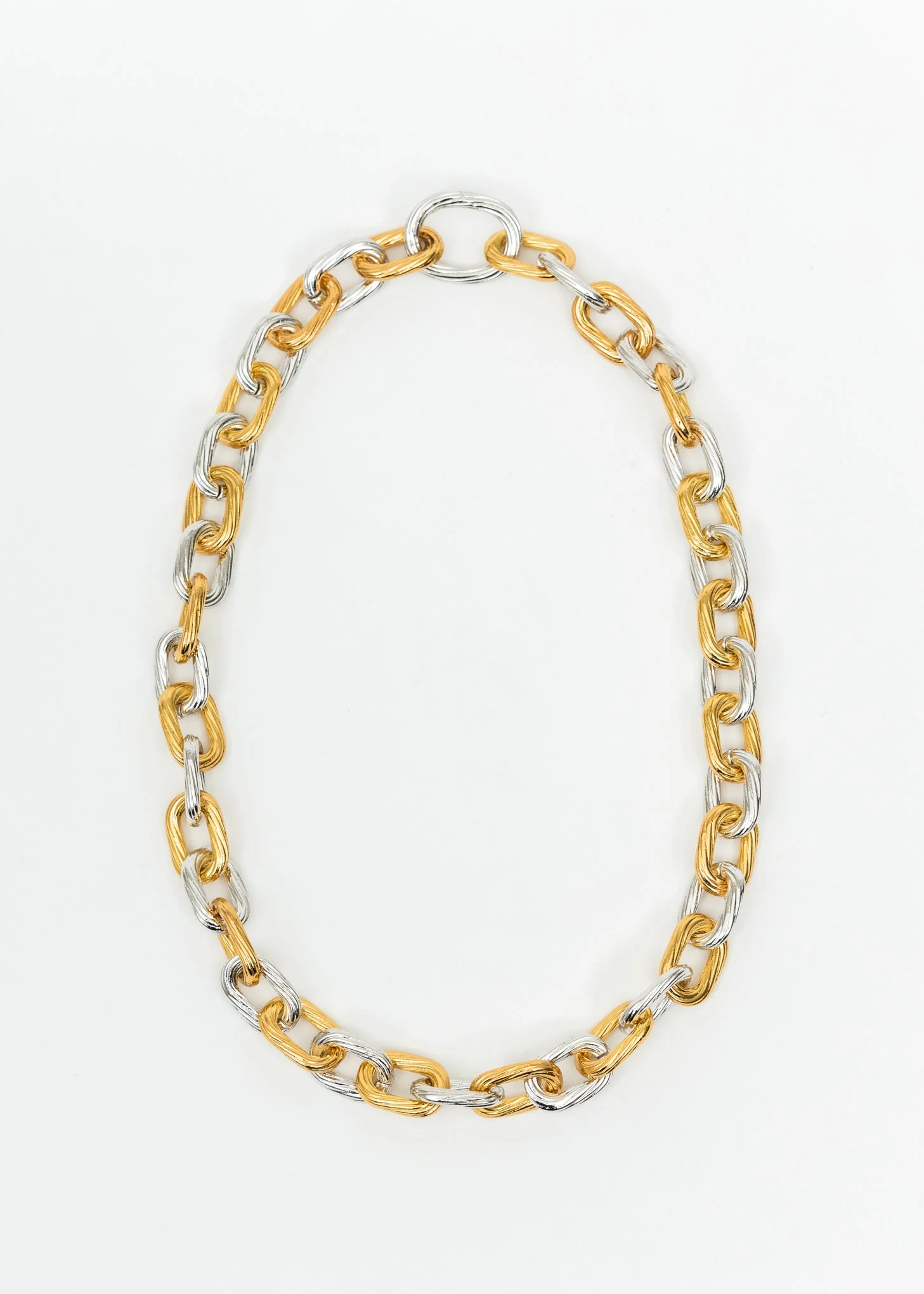 Silver And Gold Lock Necklace Set