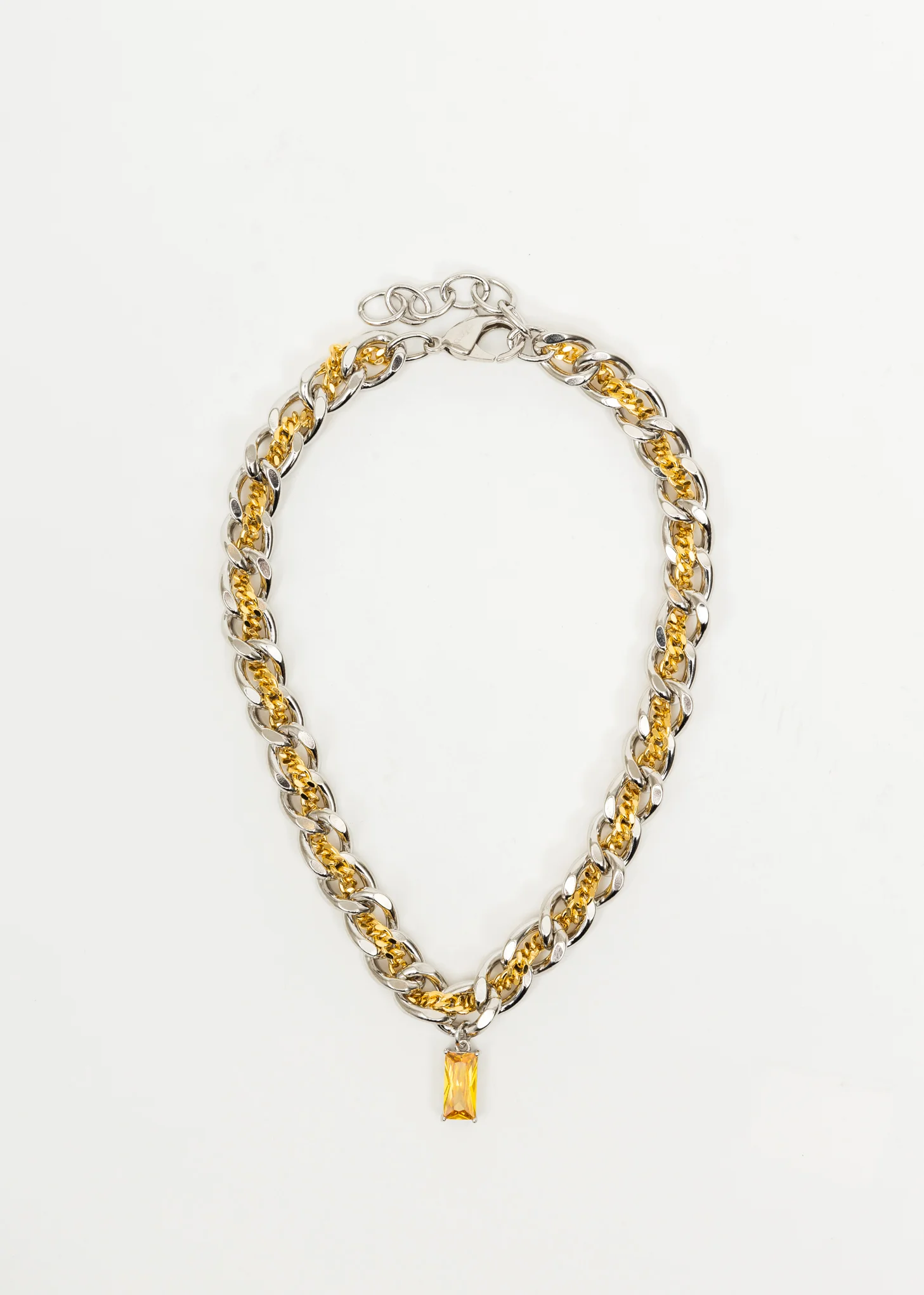 Silver And Gold Mix Chains Necklace