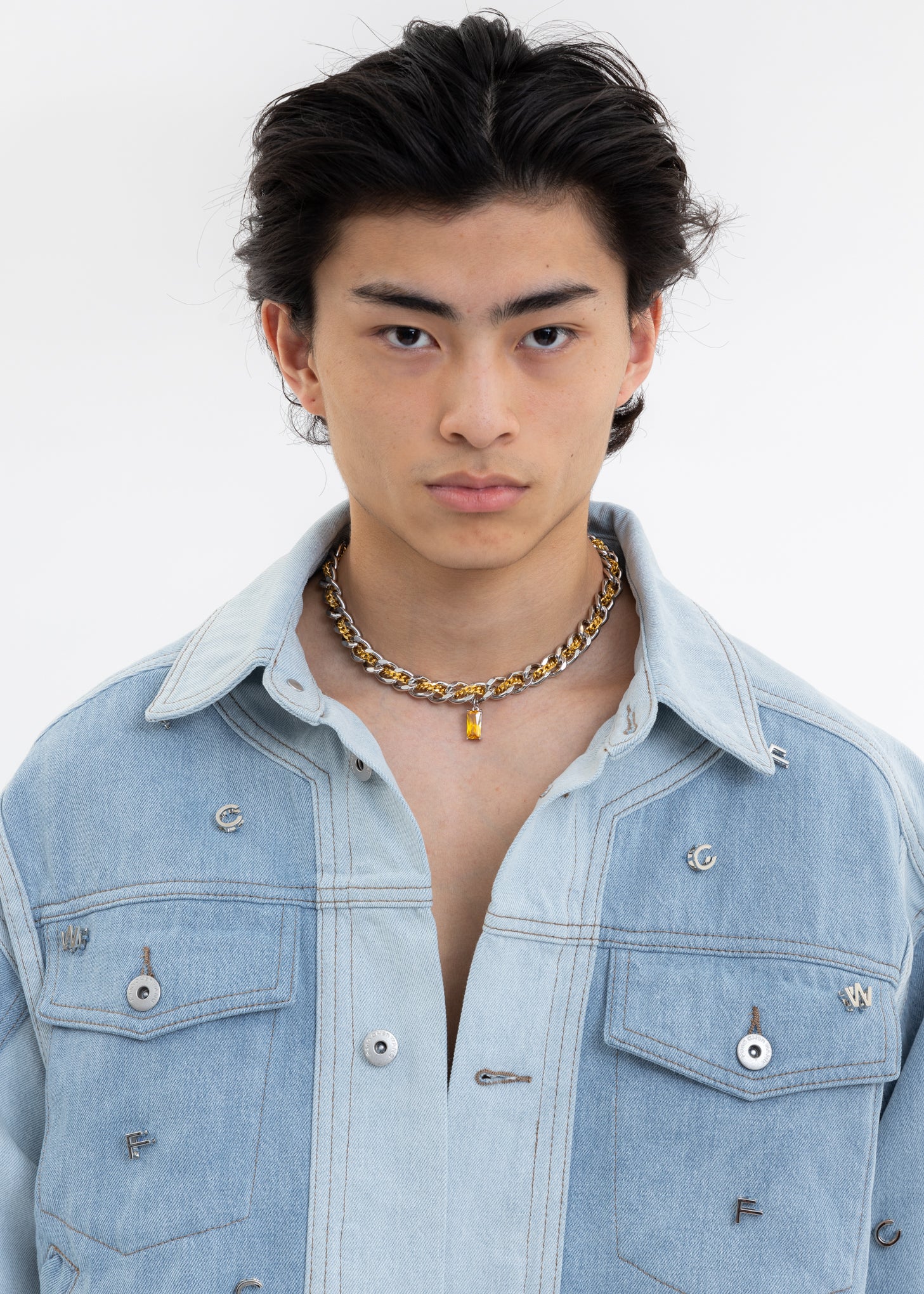 Silver And Gold Mix Chains Necklace - Image 2