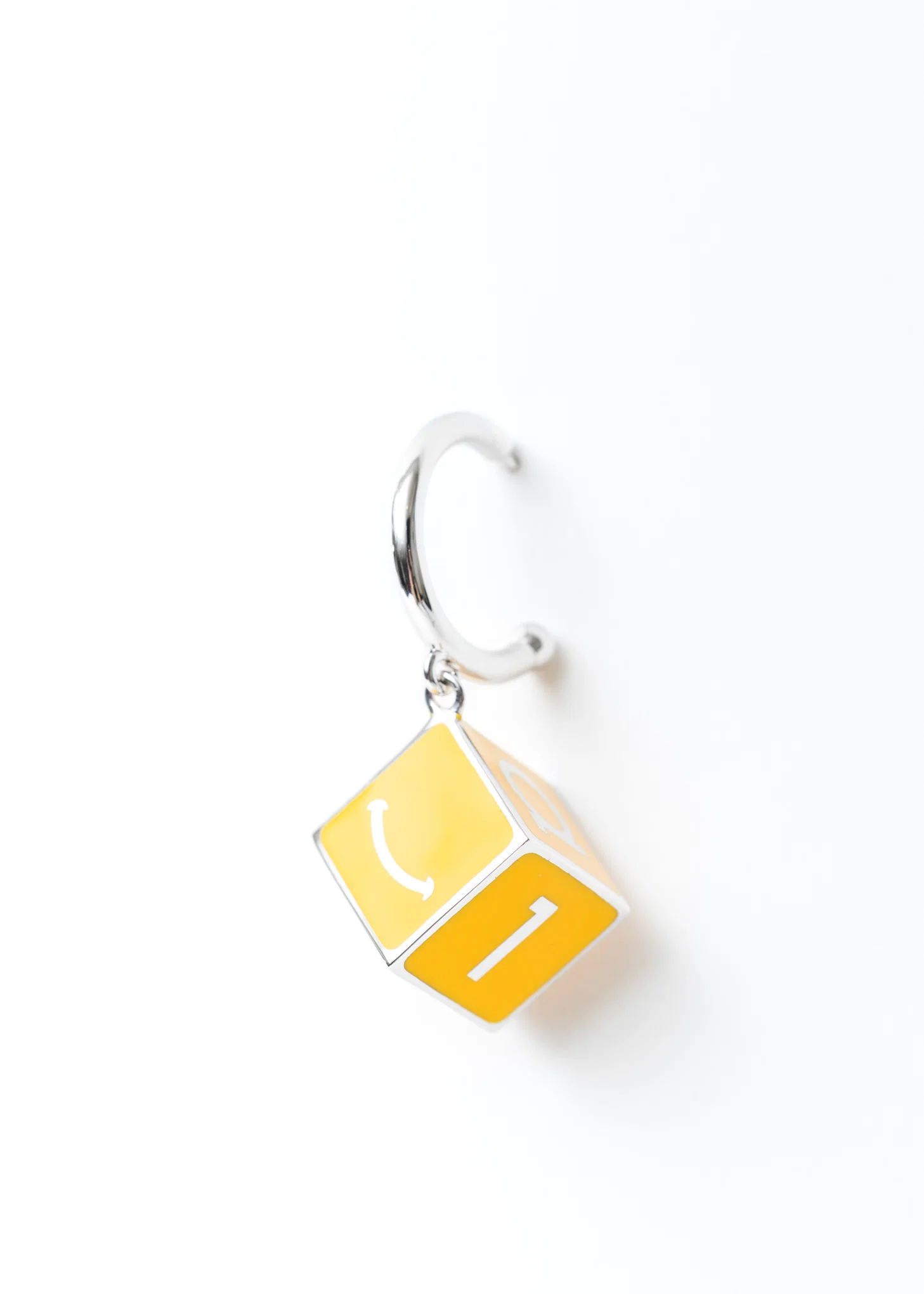 Silver And Gold Square Earring - Single