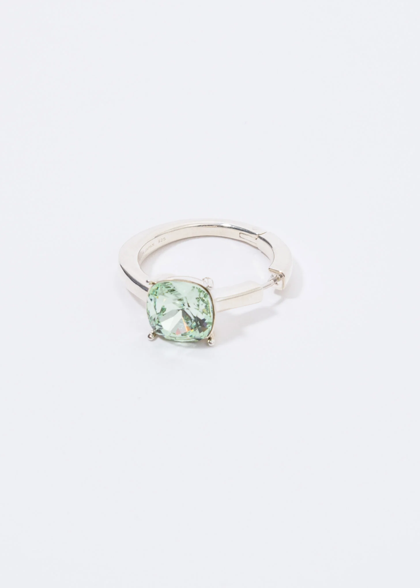 Silver And Green Solitaire Single Earring