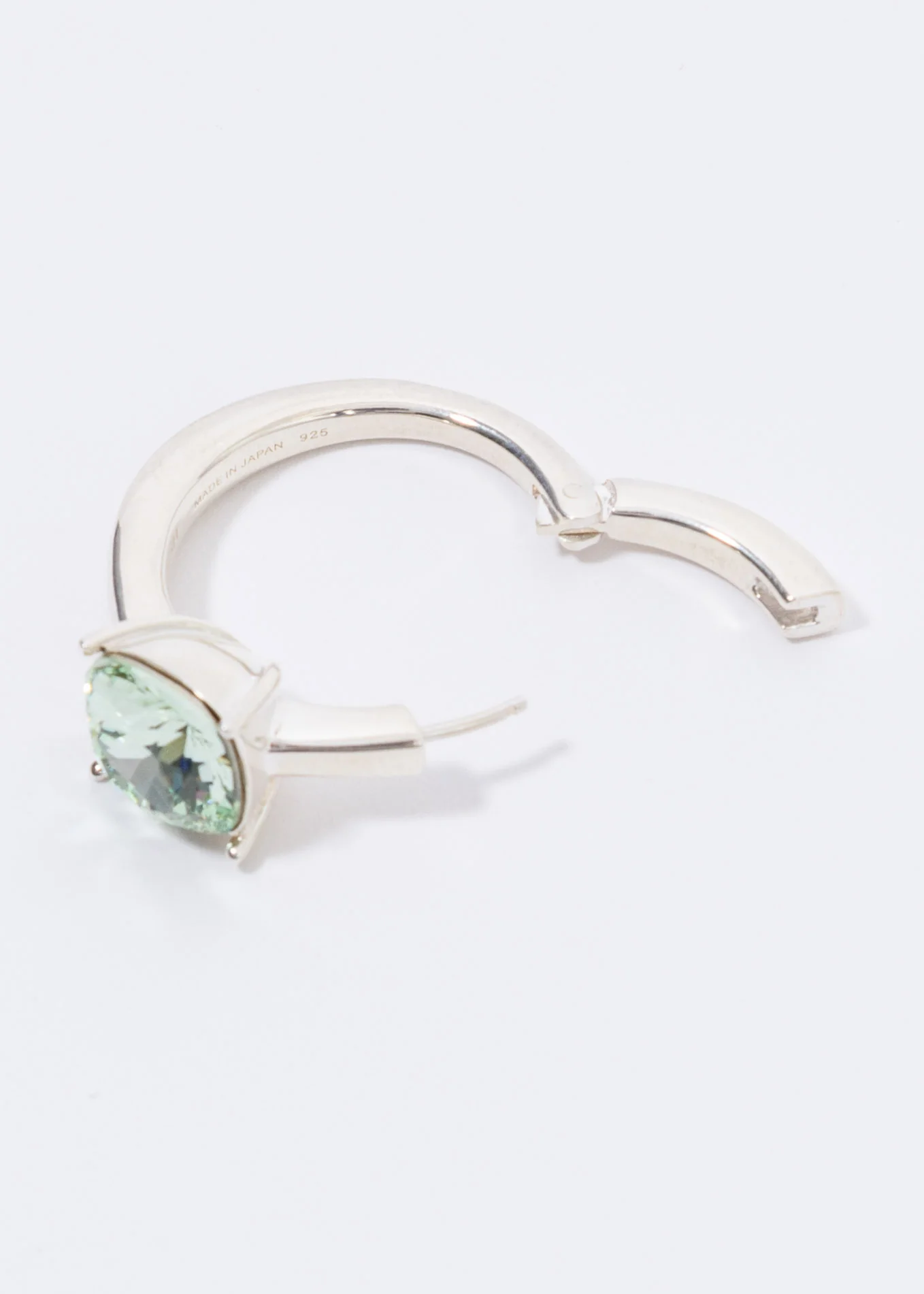 Silver And Green Solitaire Single Earring - Image 2