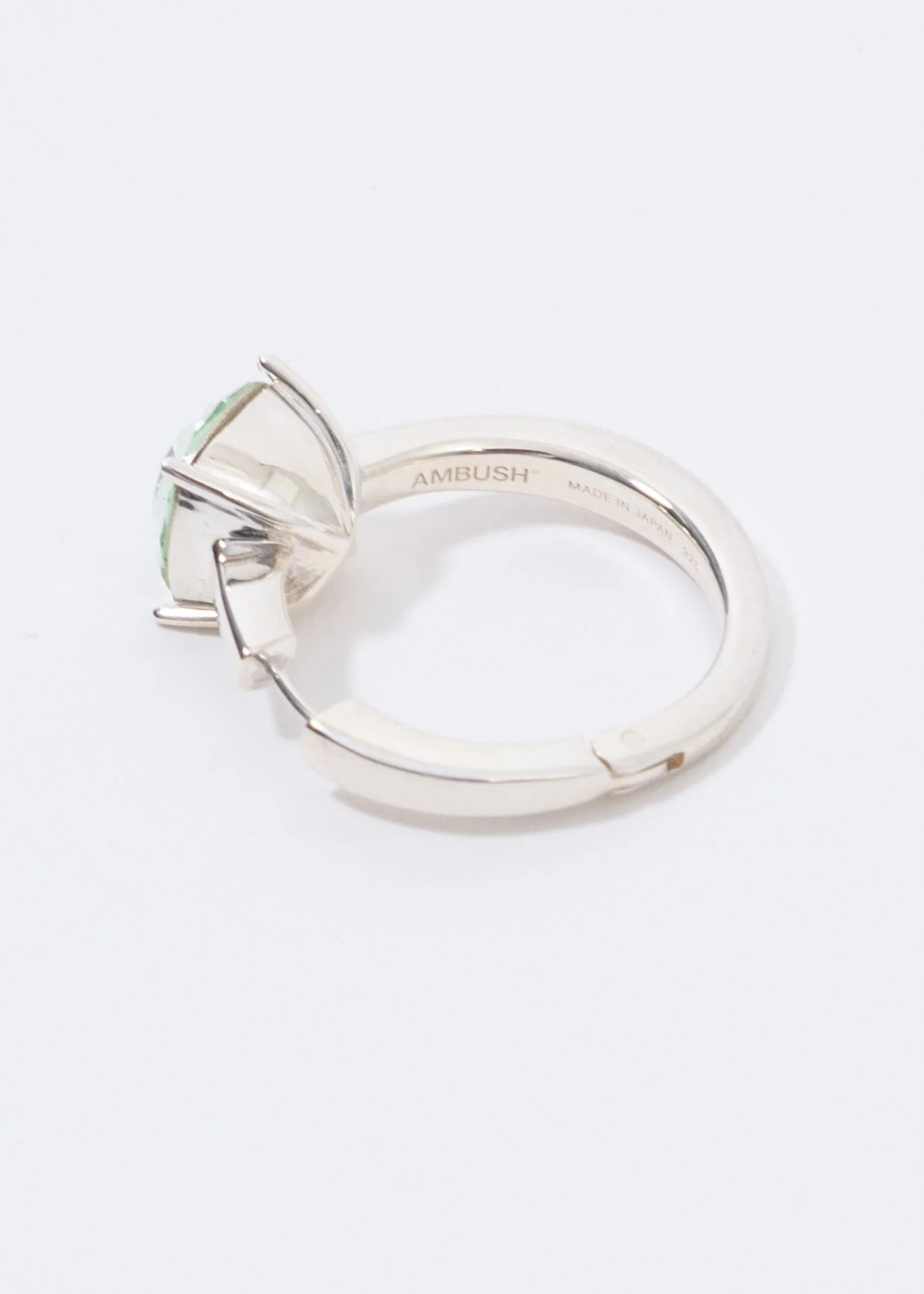 Silver And Green Solitaire Single Earring - Image 3