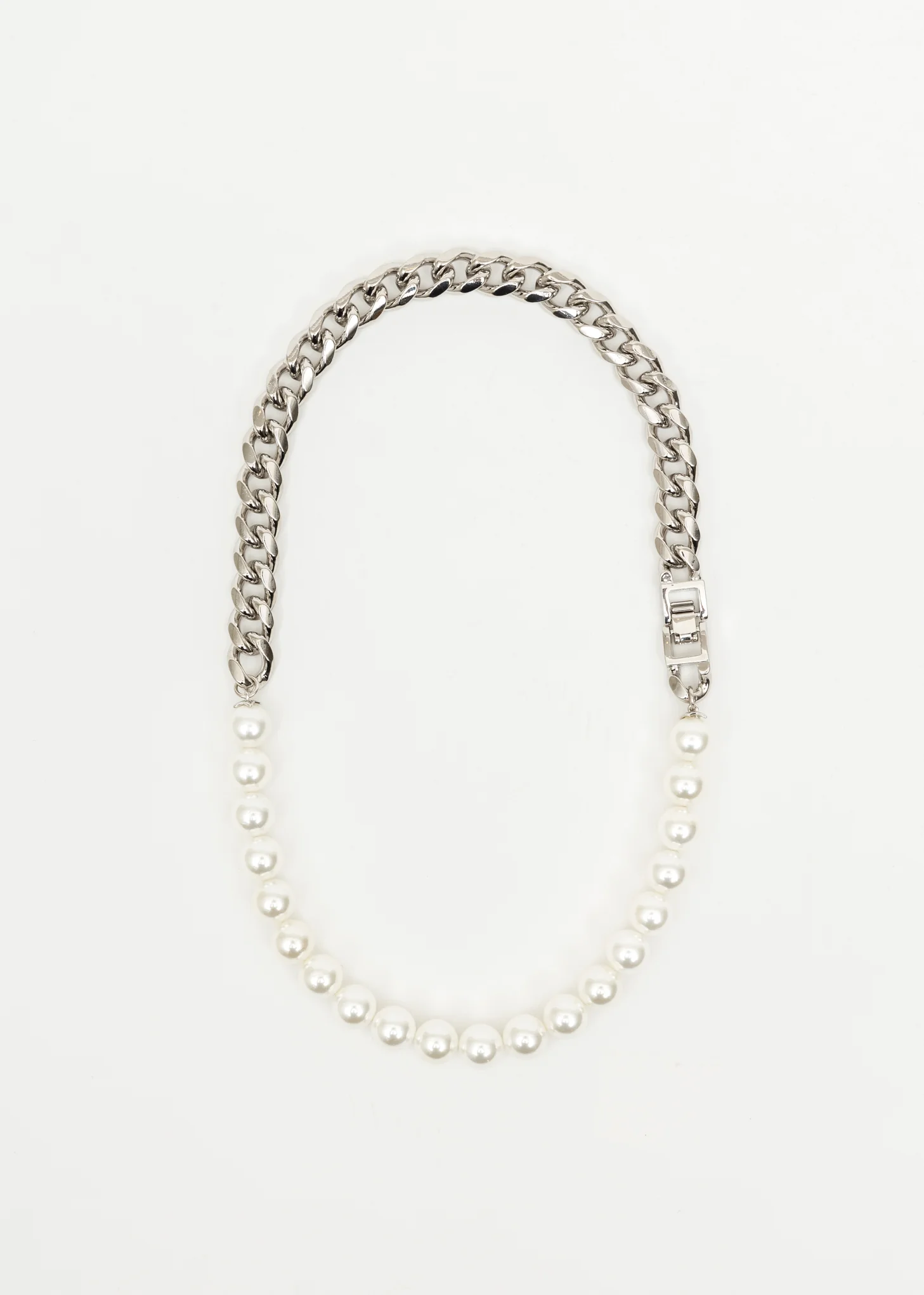 Silver And Pearl Mix Chain  Necklace - Image 6