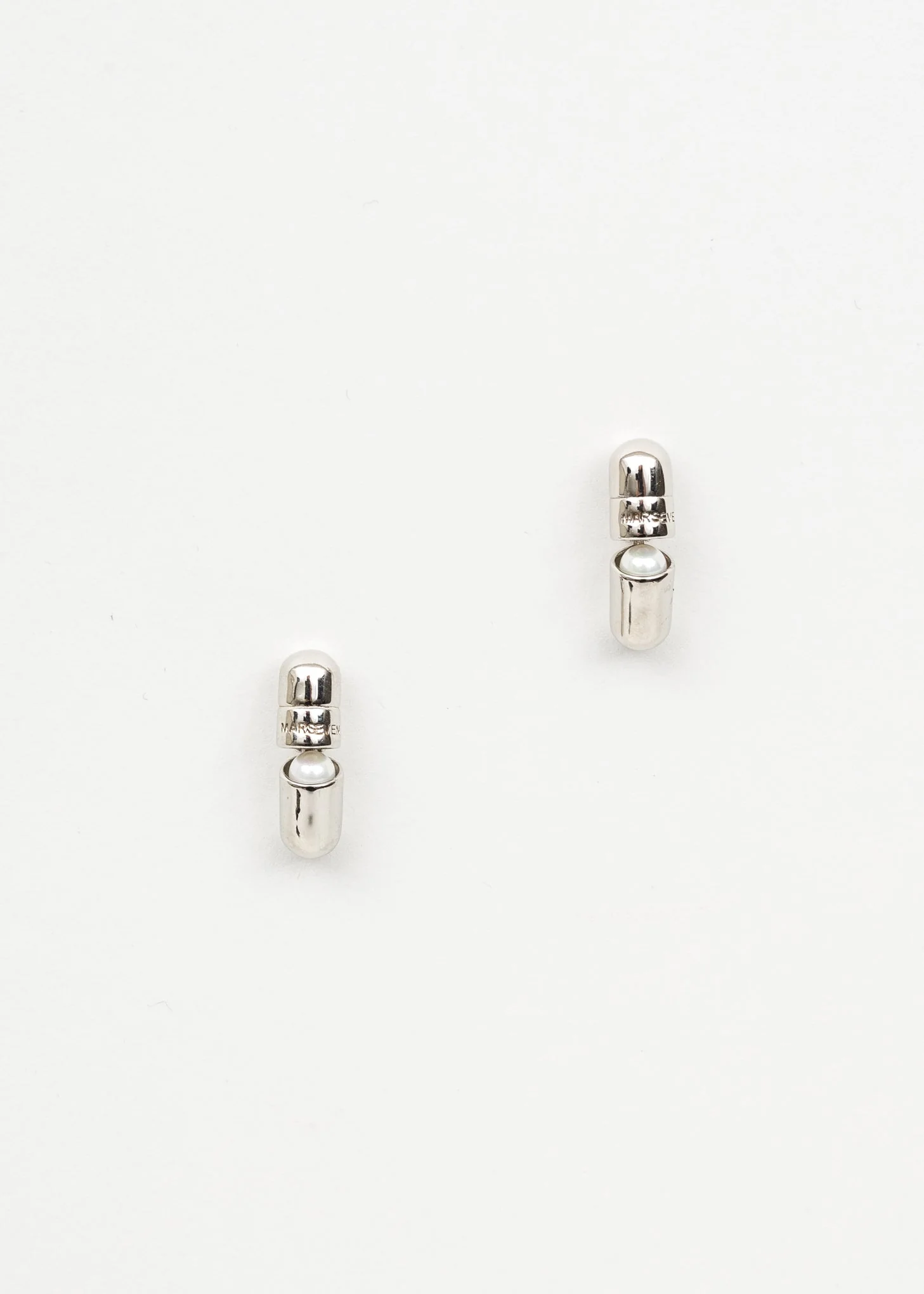 Silver And Pearl Pill Earring - Single
