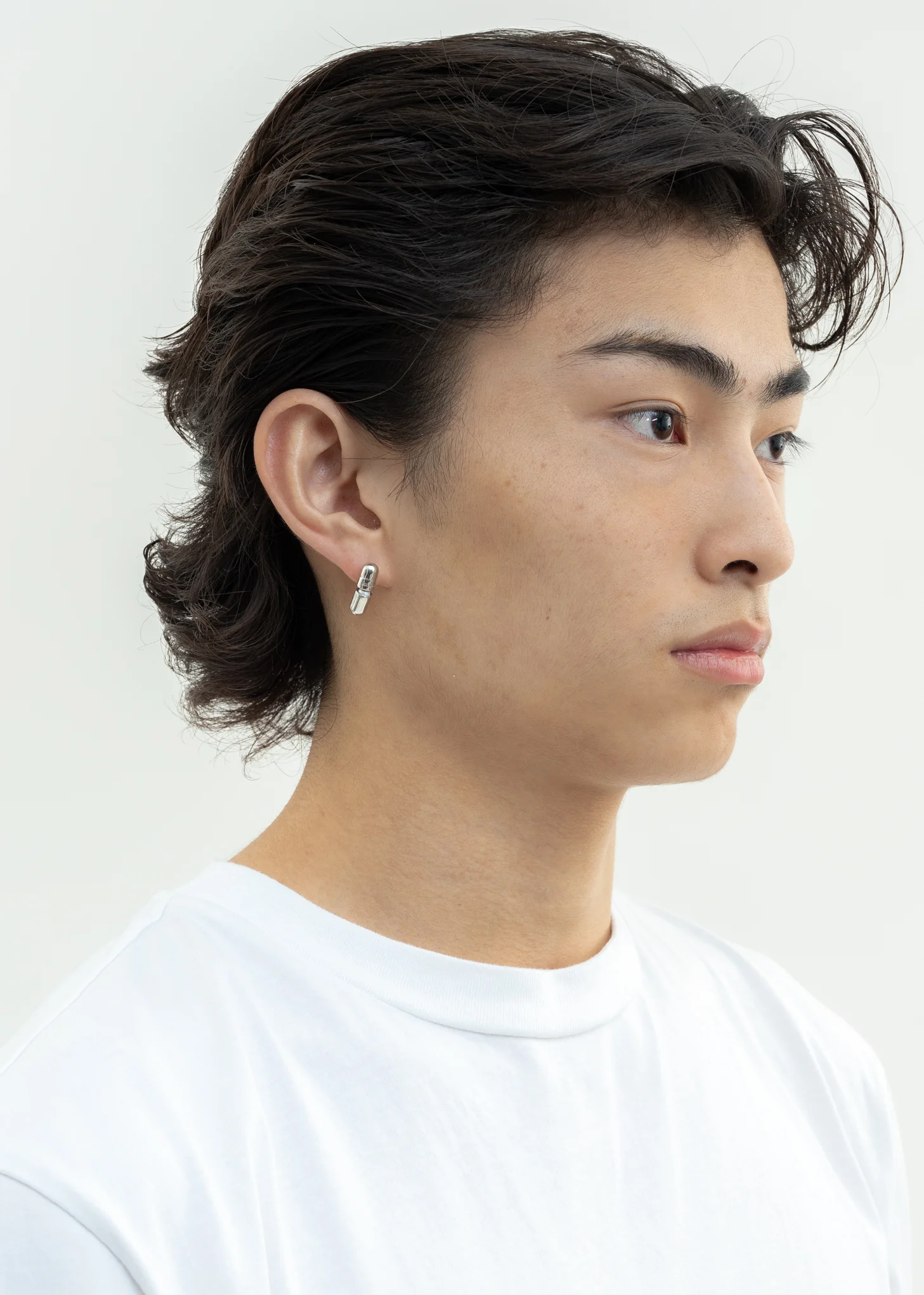 Silver And Pearl Pill Earring - Single - Image 2