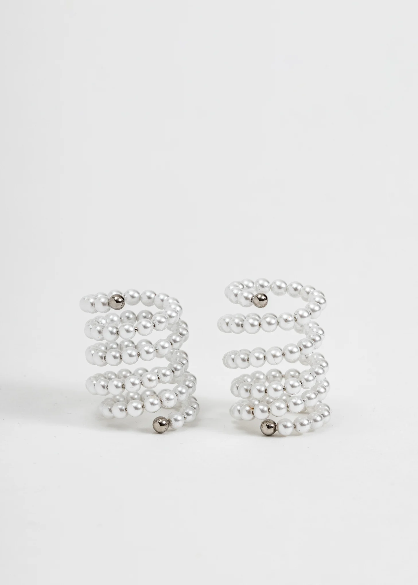 Silver and Pearl Spiral Rings (Single)