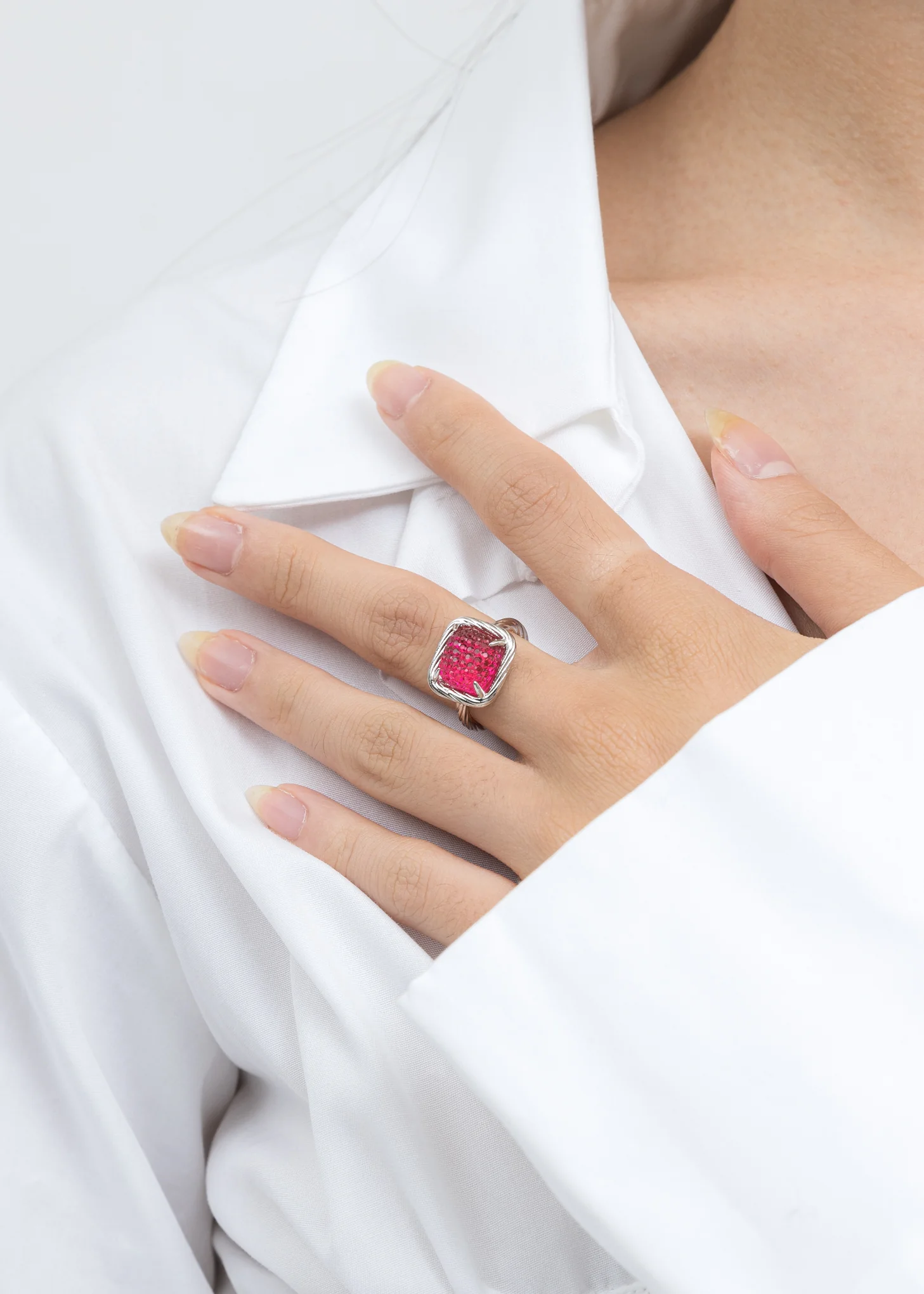 Silver And Pink Candy Ring - Image 2