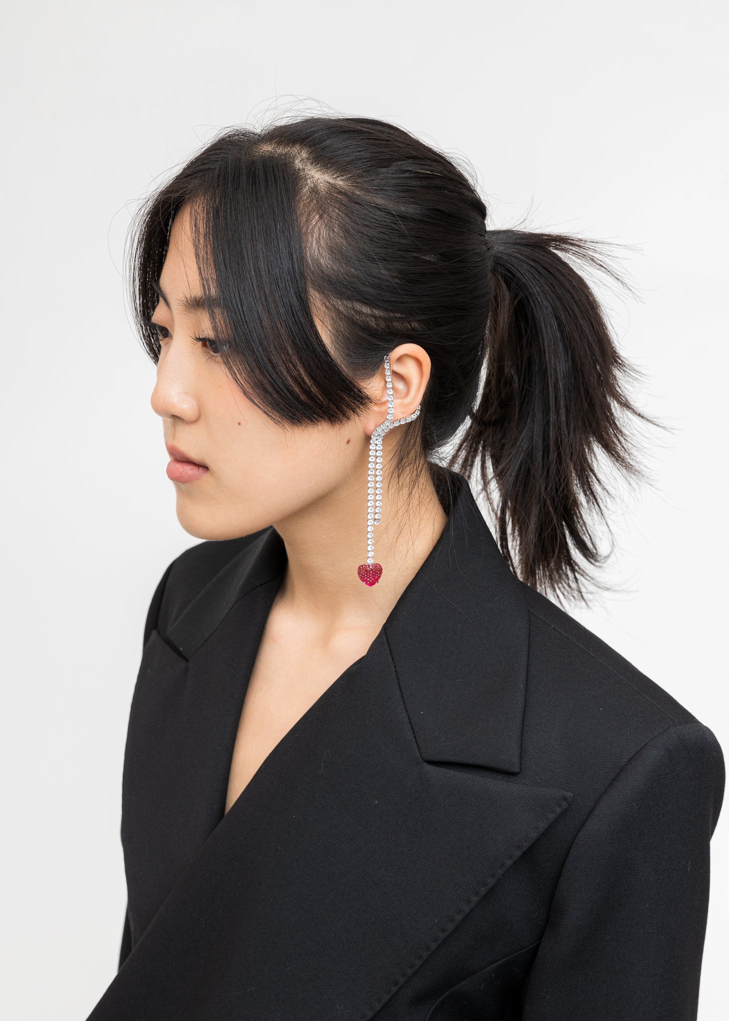 Rhinestone And Pink Heart Earring A - Image 2