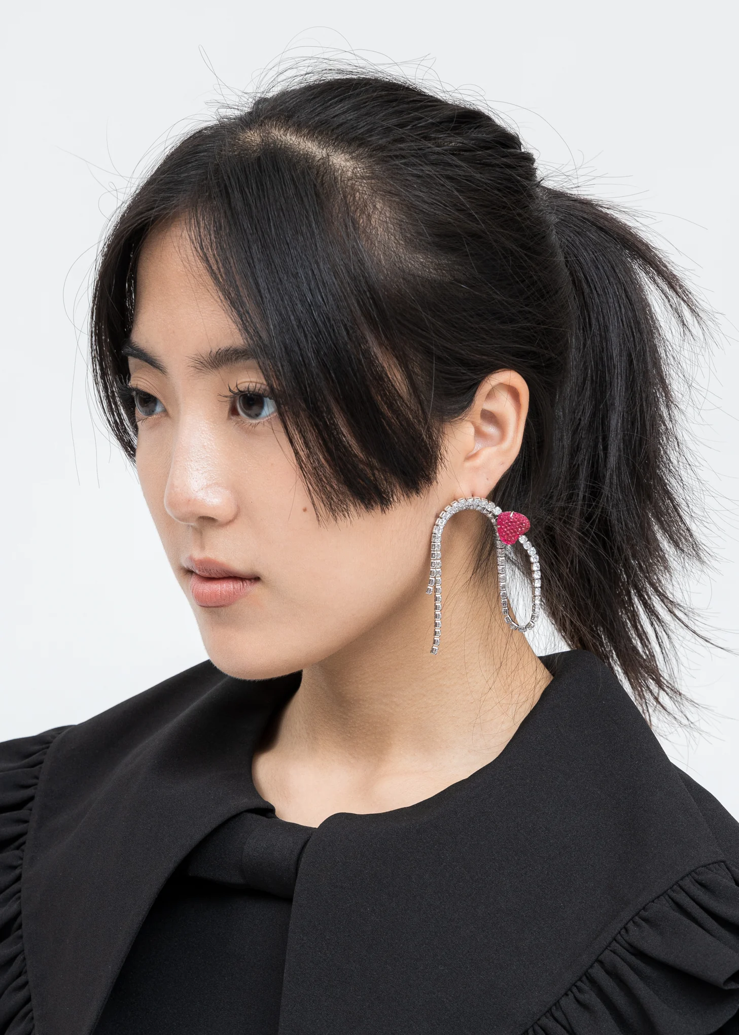Rhinestone And Pink Heart Earring B - Image 3