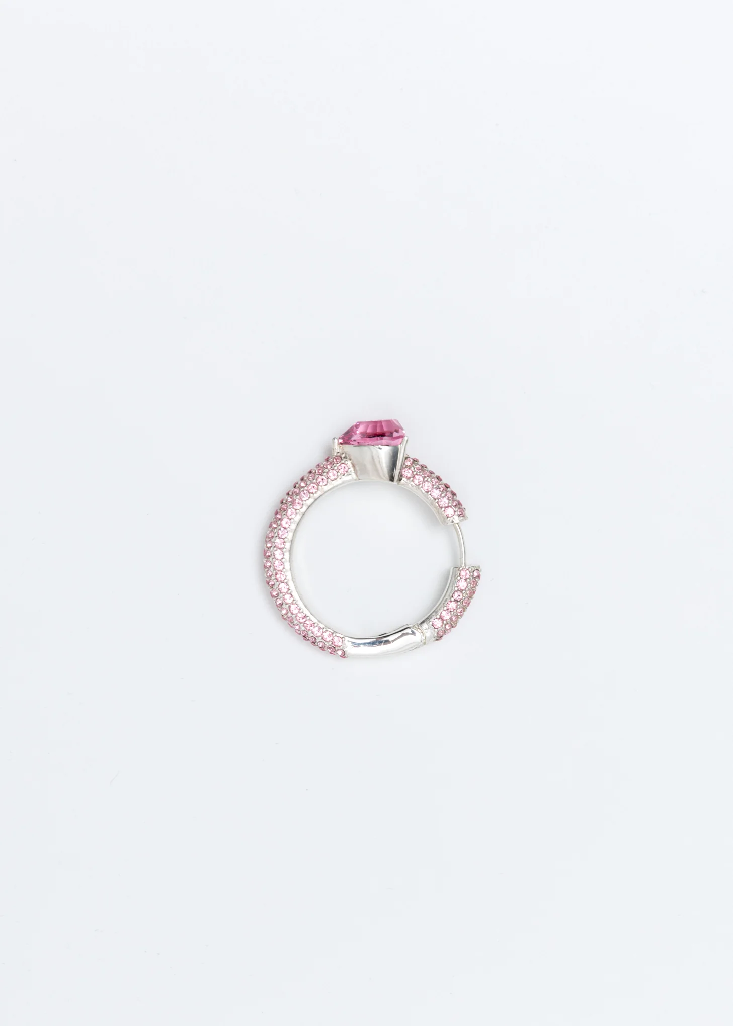 Silver And Pink Heart Solitaire Earring (Crystal) - Image 3