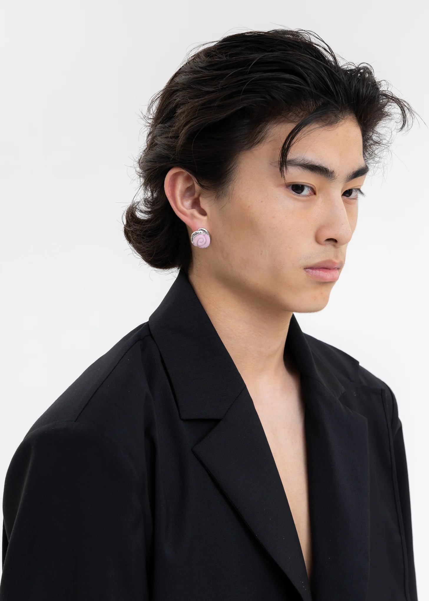 Silver And Pink Velvet Rose Earring -Single - Image 2