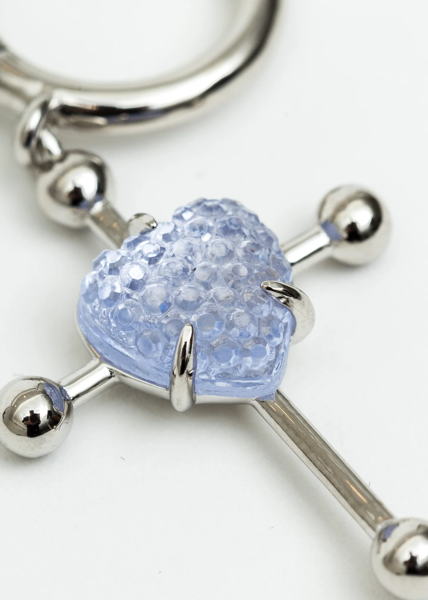 Silver and Purple Heart Cross Earring - Single - Image 4