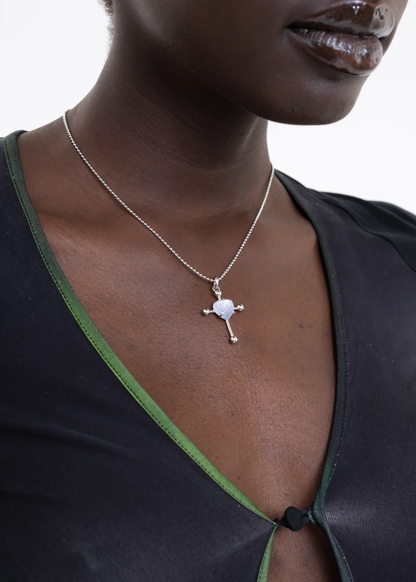 Silver And Purple Heart Cross Necklace - Image 2