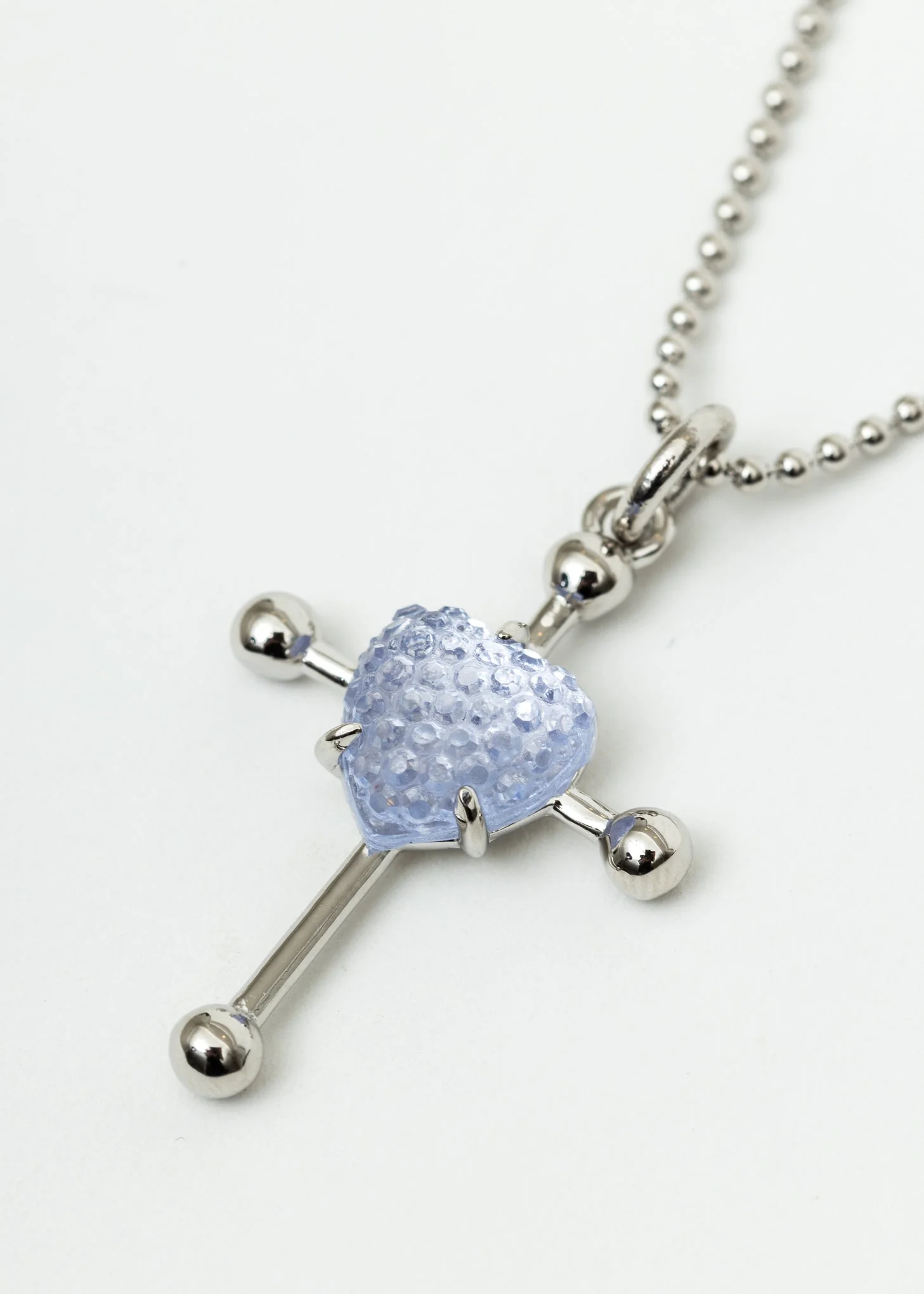 Silver And Purple Heart Cross Necklace - Image 4