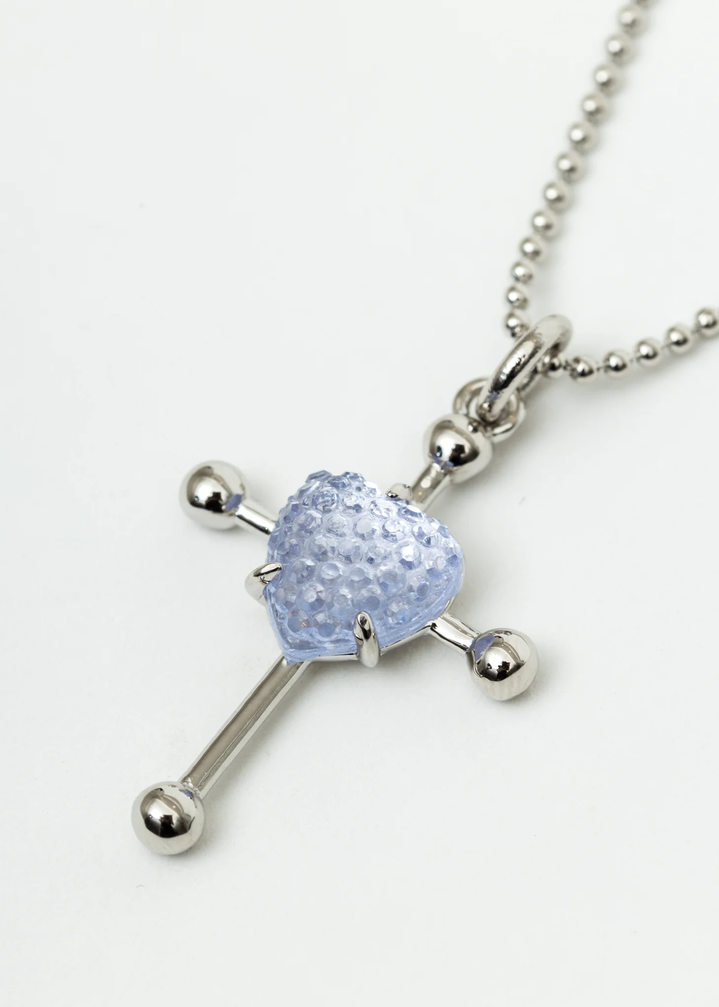 Silver And Purple Heart Cross Necklace - Image 4