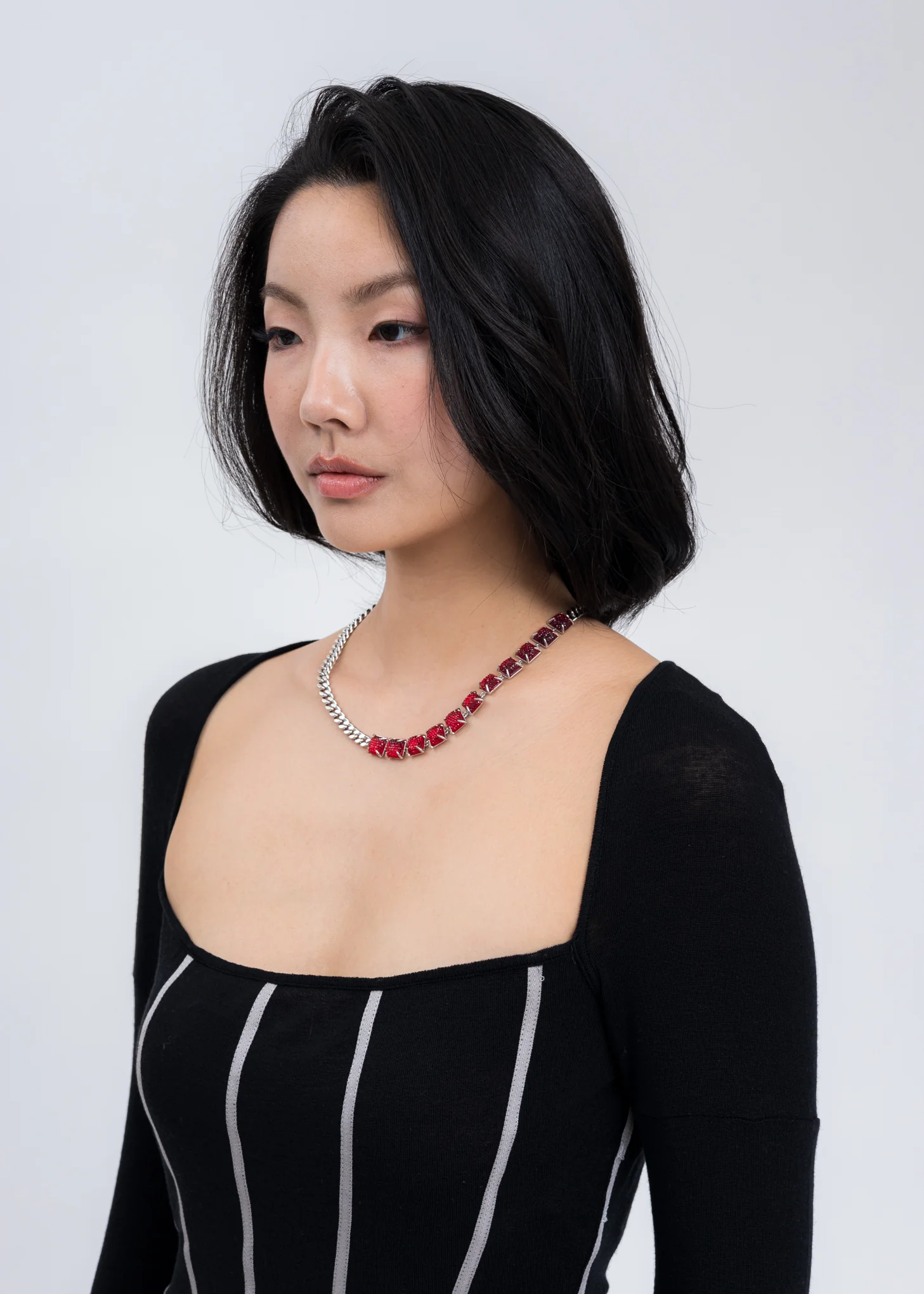 Silver And Red Candy Necklace - Image 3