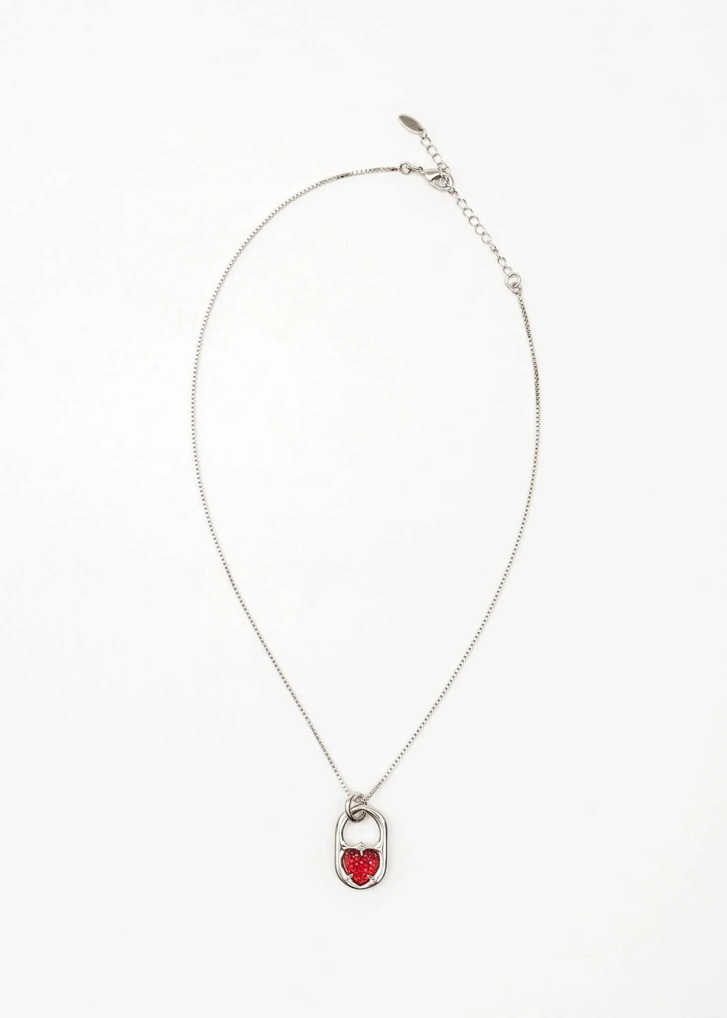 Silver And Red Two Way Hearts Necklace