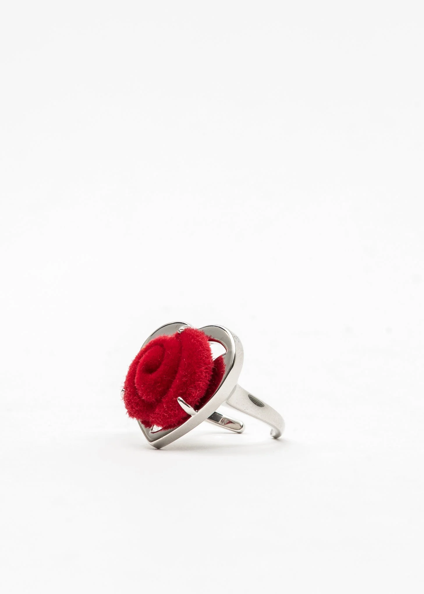 Silver And Red Velvet Rose Ring - Image 3