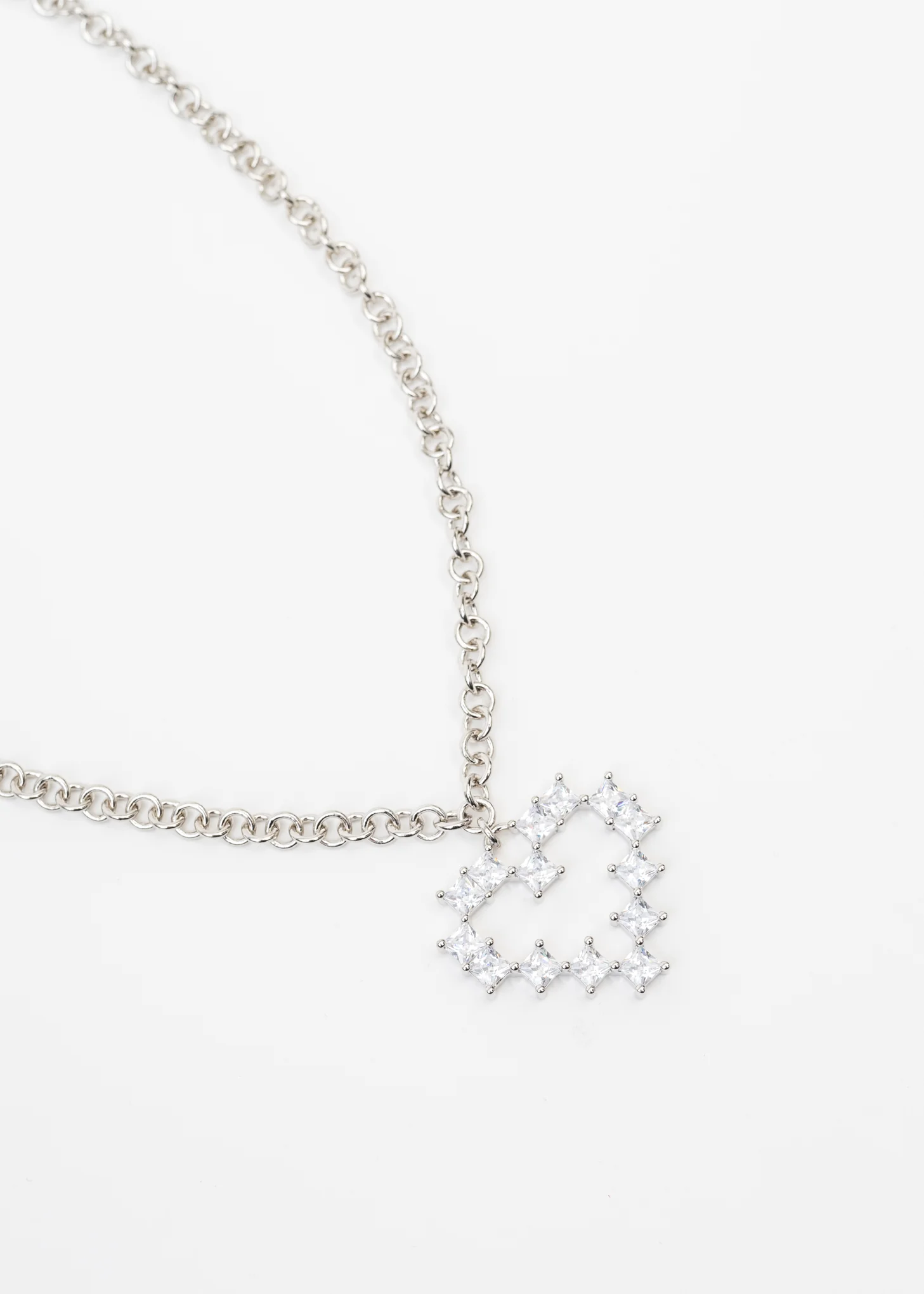 Silver And Rhinestone Big Heart Necklace