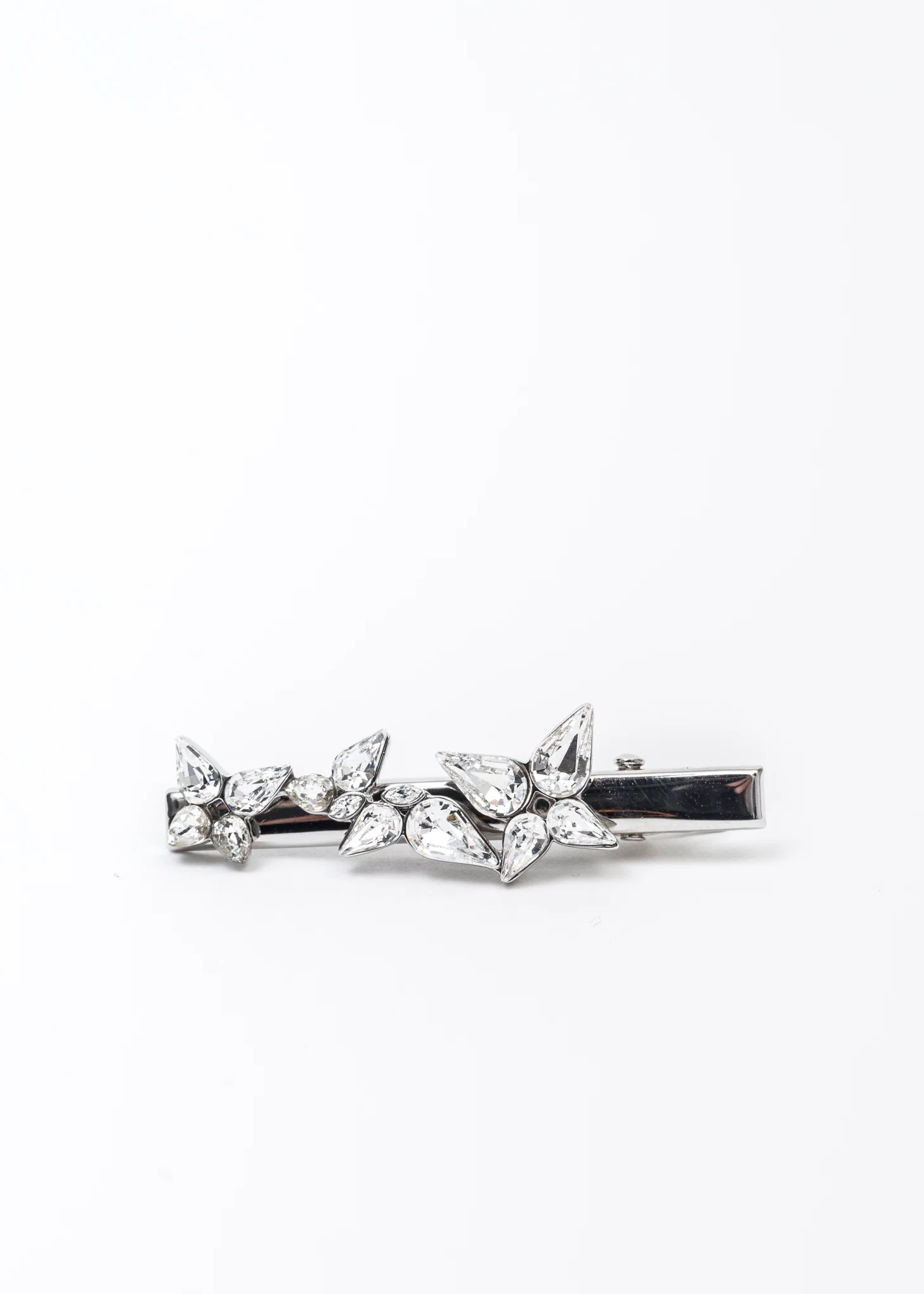 Silver And Rhinestone Butterflies Hair Pin