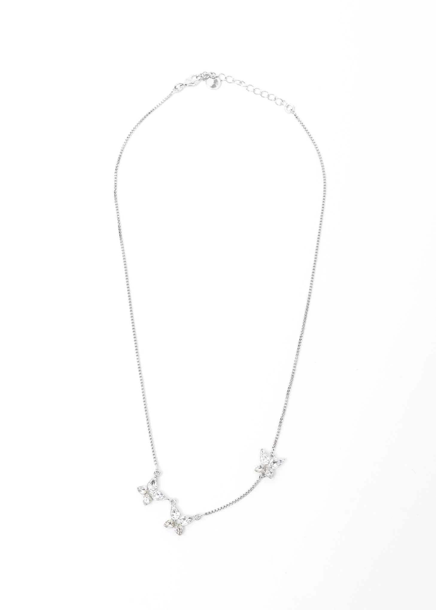Silver And Rhinestone Butterflies Necklace - Image 4
