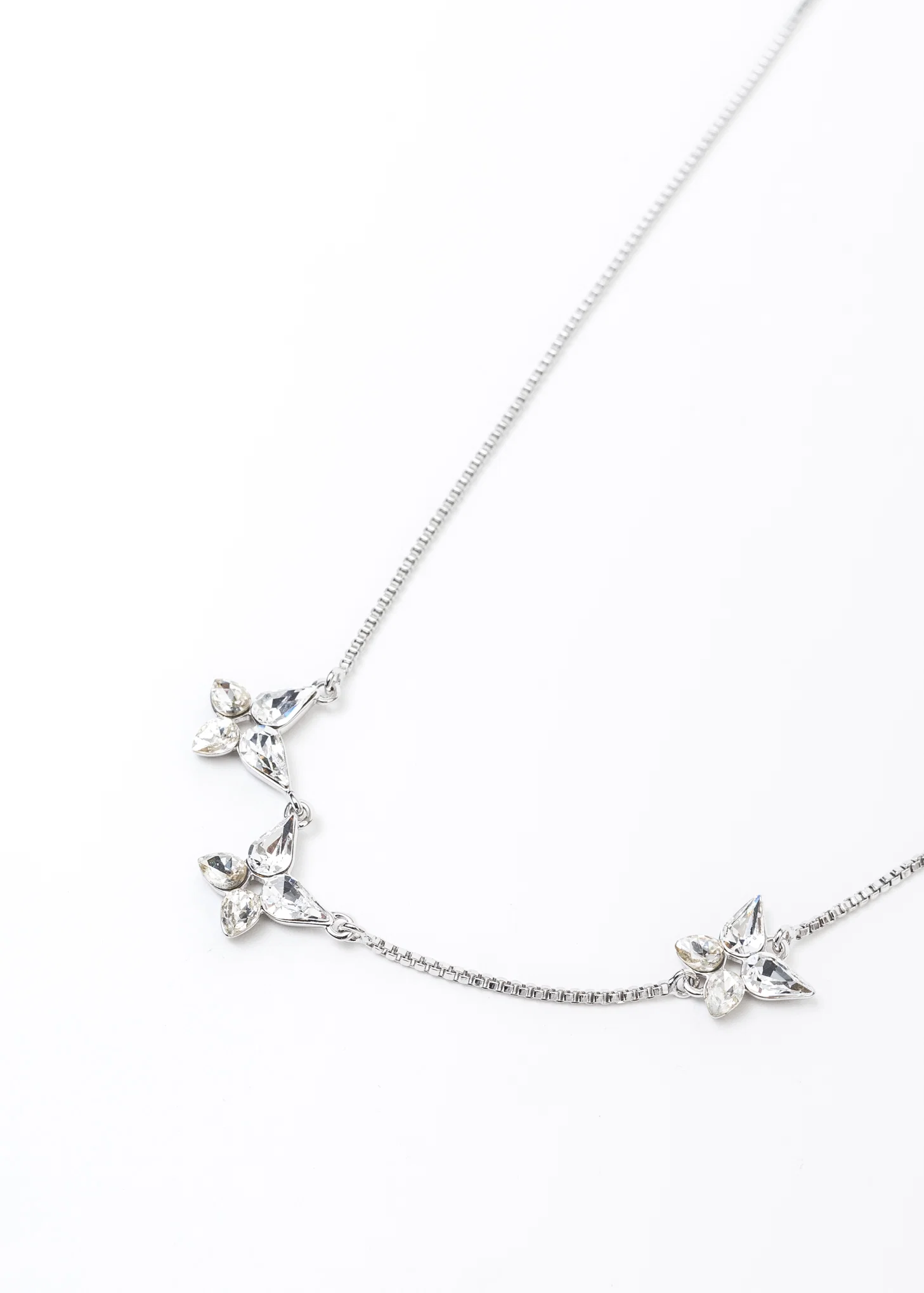 Silver And Rhinestone Butterflies Necklace