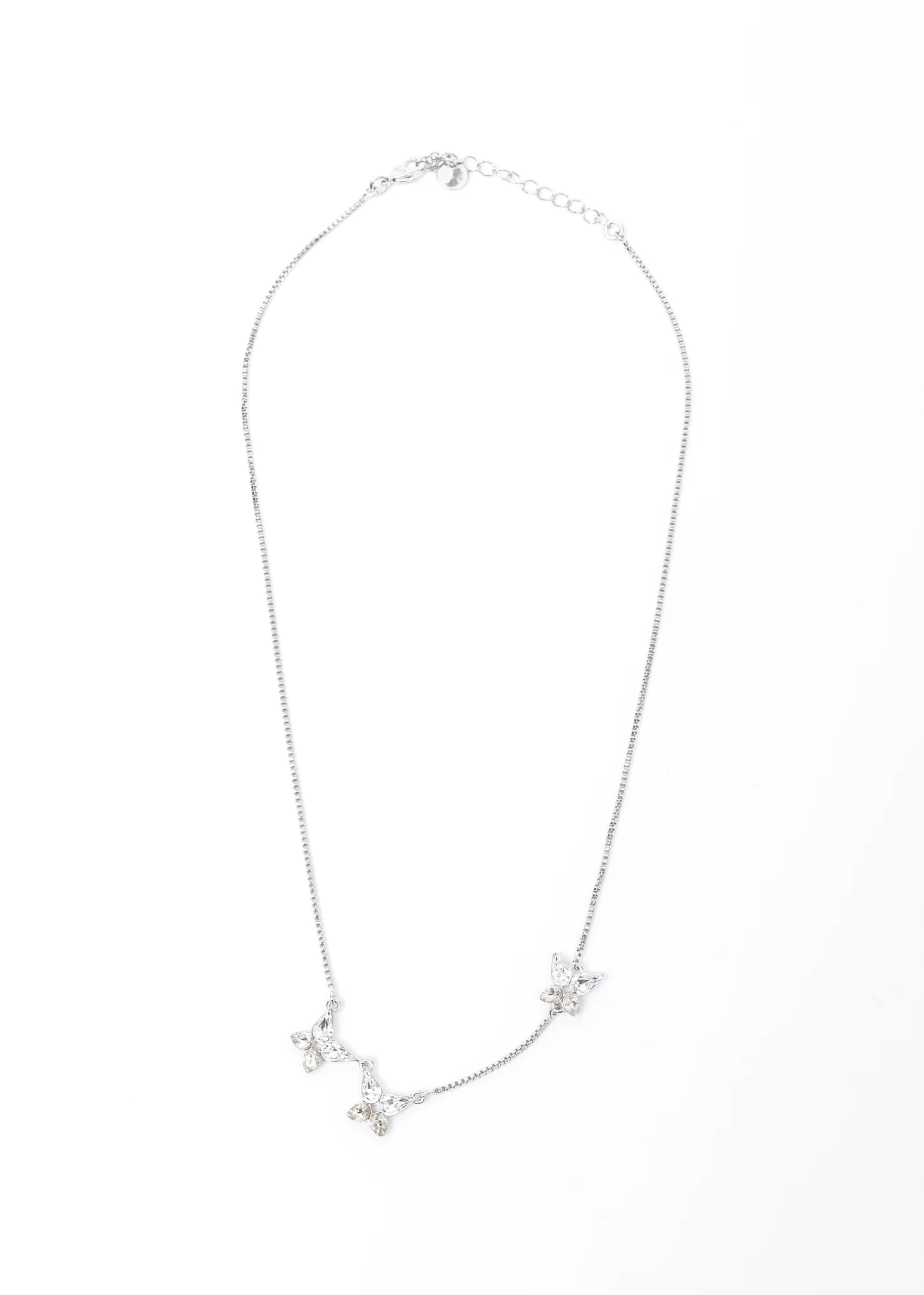 Silver And Rhinestone Butterflies Necklace - Image 4