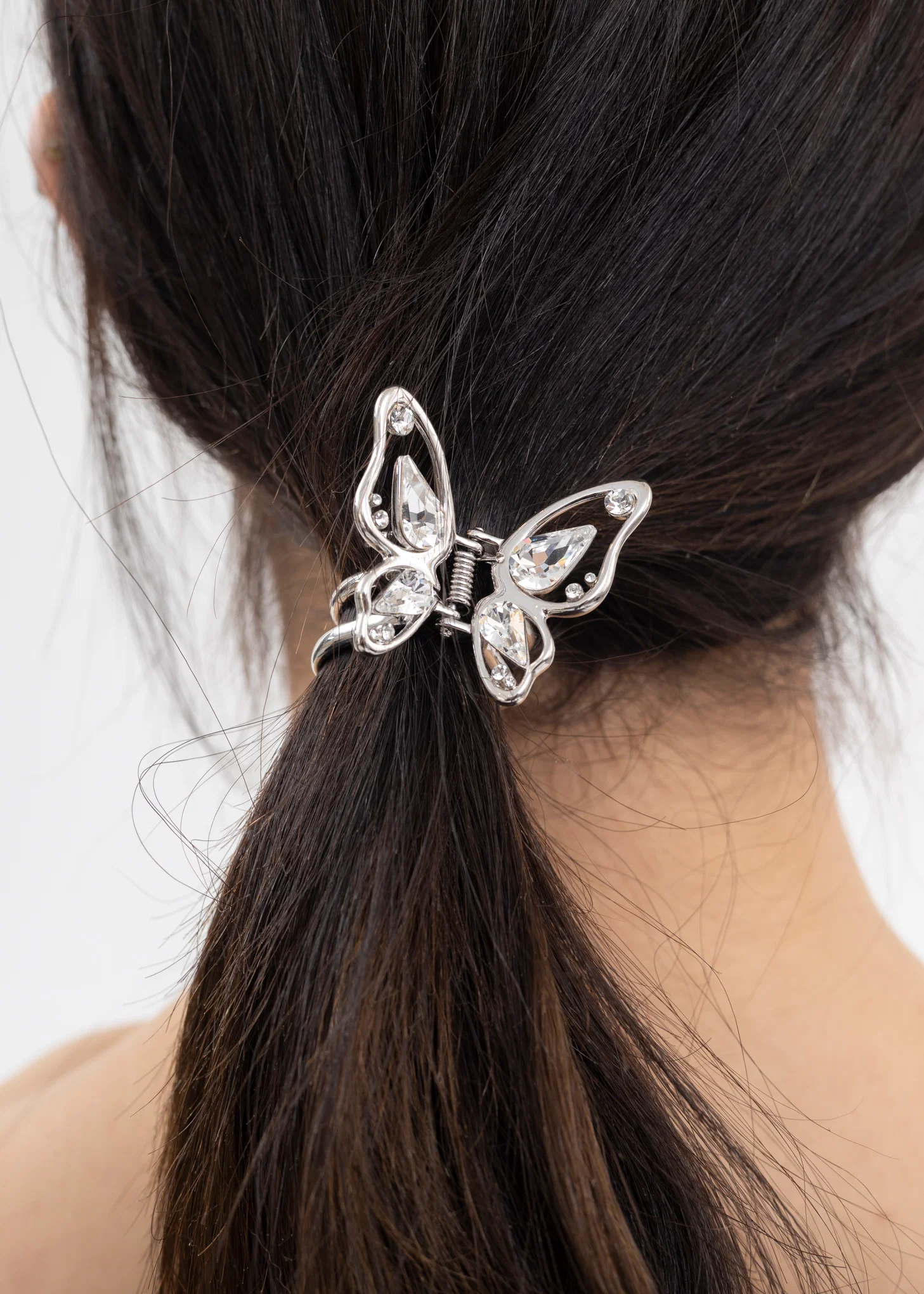 Silver And Rhinestone Butterfly Hair Cuff - Image 3