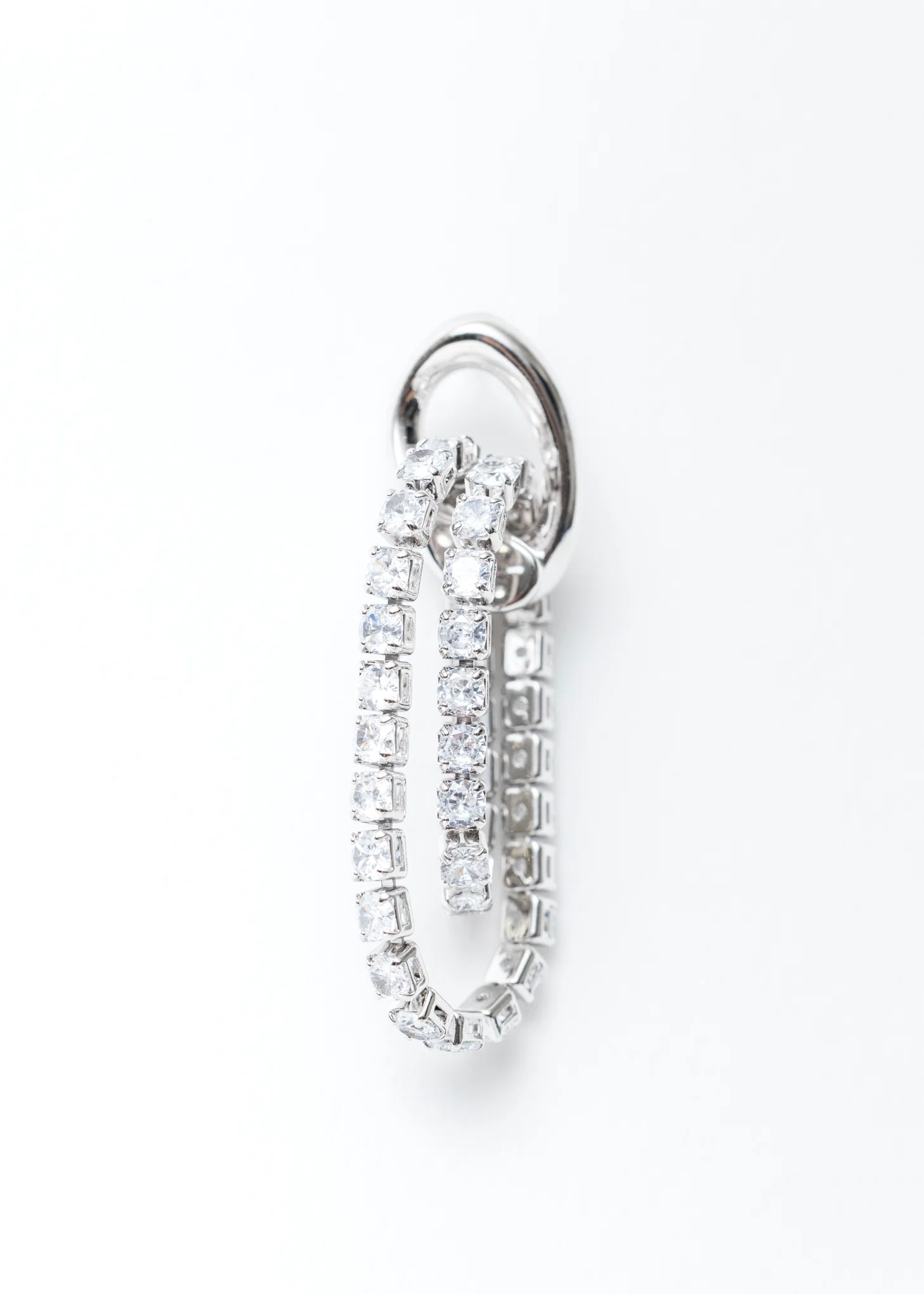 Silver And Rhinestone CHANYAO Earring - Single