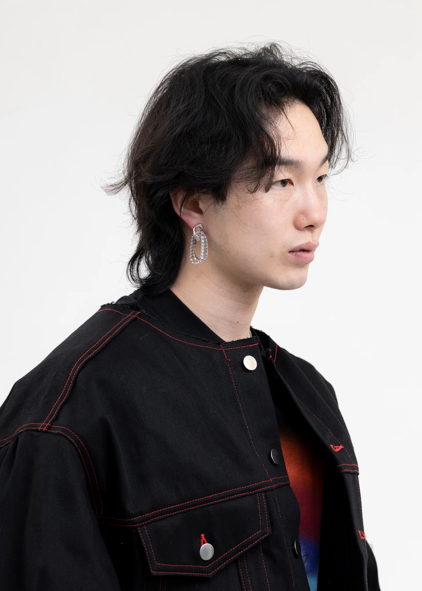 Silver And Rhinestone CHANYAO Earring - Single - Image 3