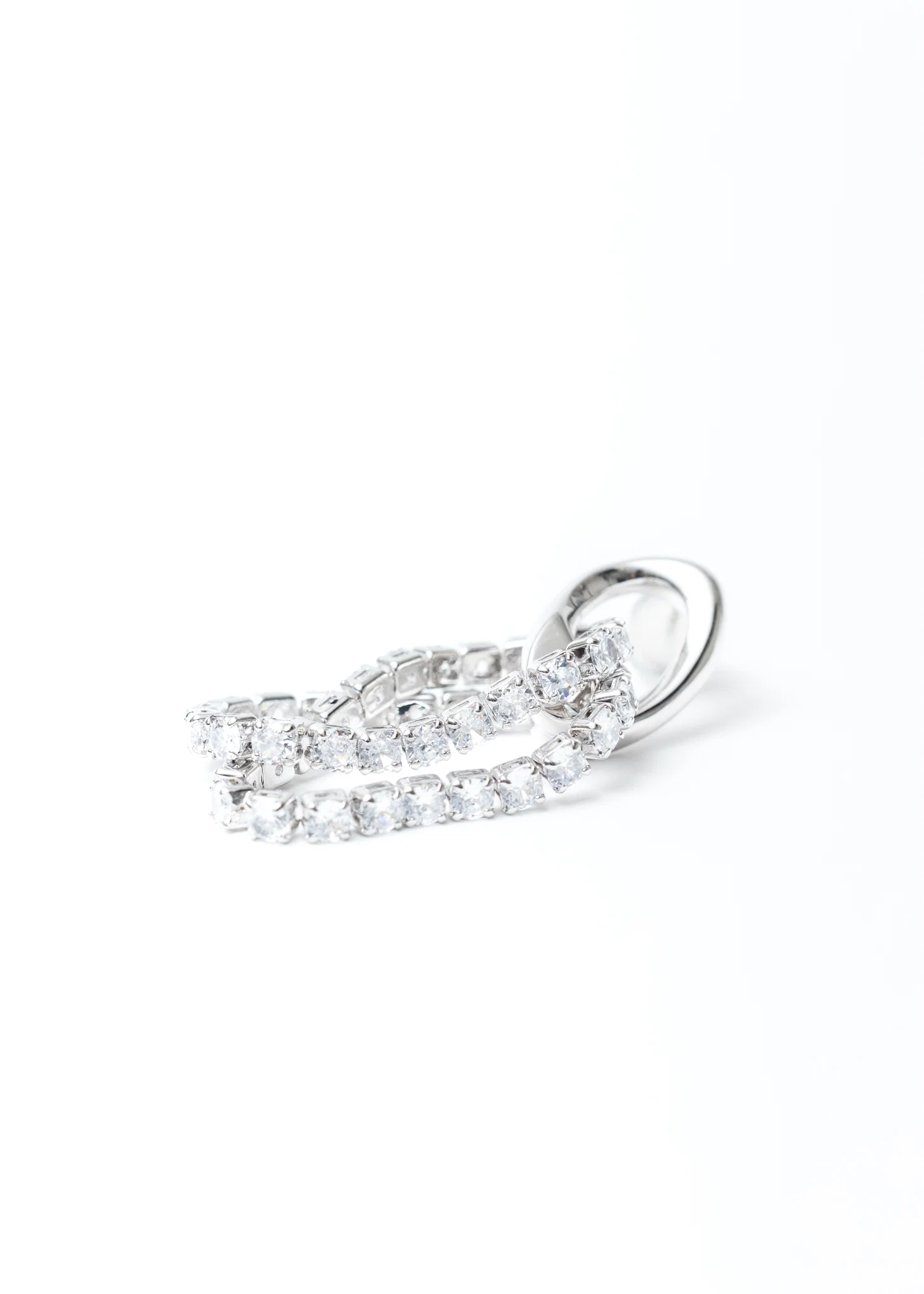 Silver And Rhinestone CHANYAO Earring - Single - Image 6