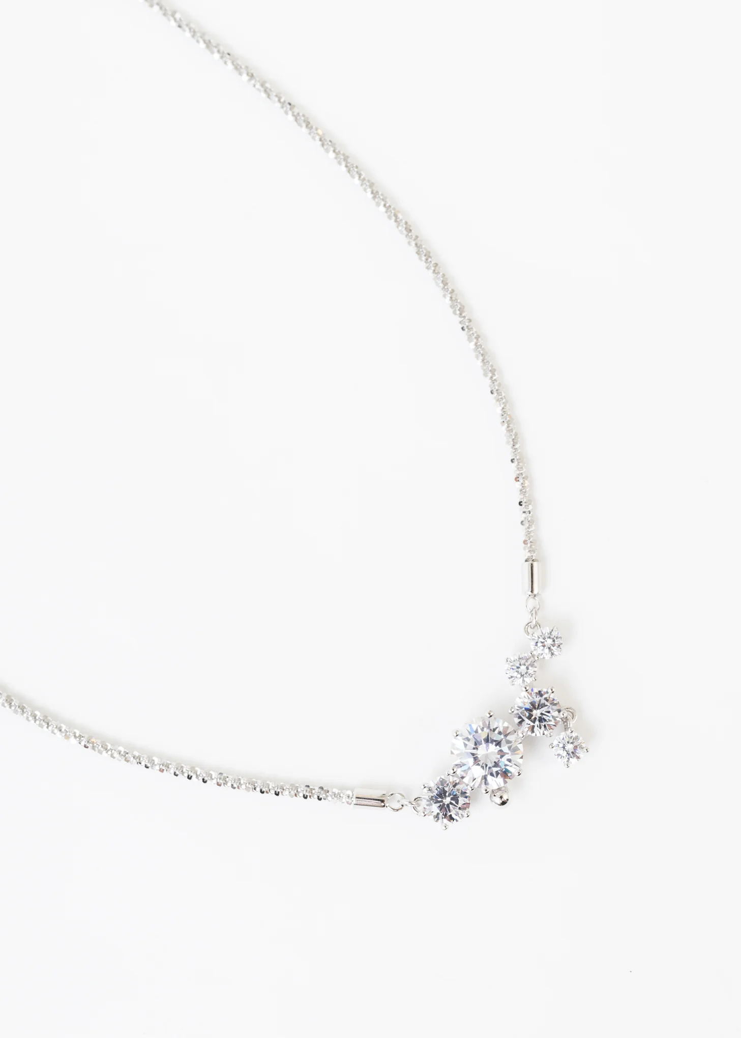 Silver And Rhinestone Fireworks Necklace