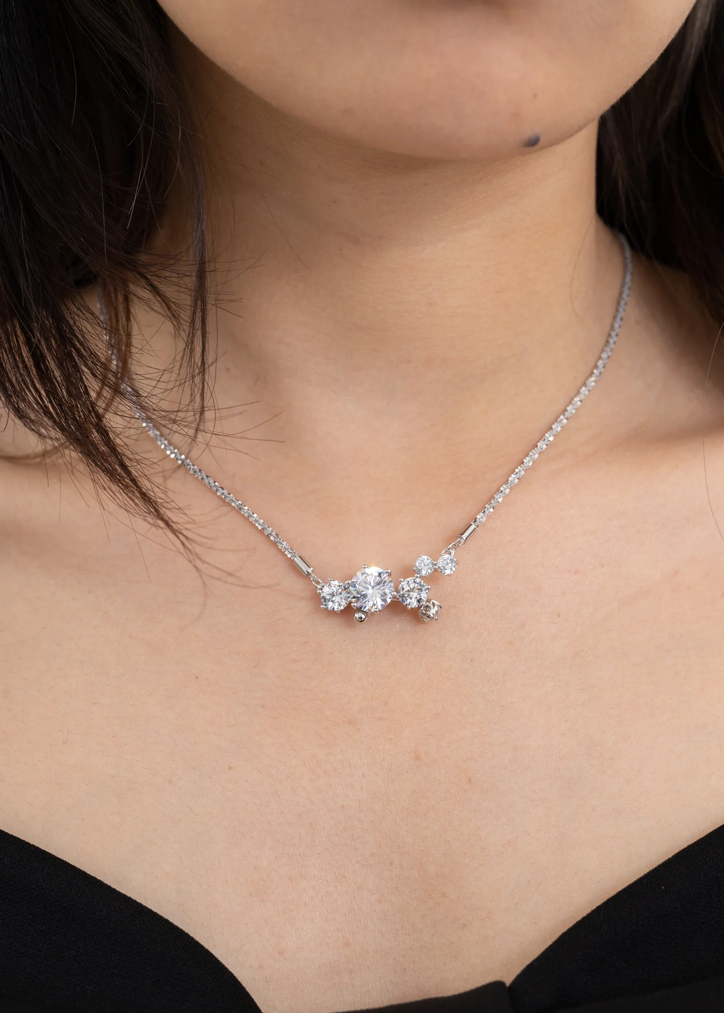 Silver And Rhinestone Fireworks Necklace - Image 2