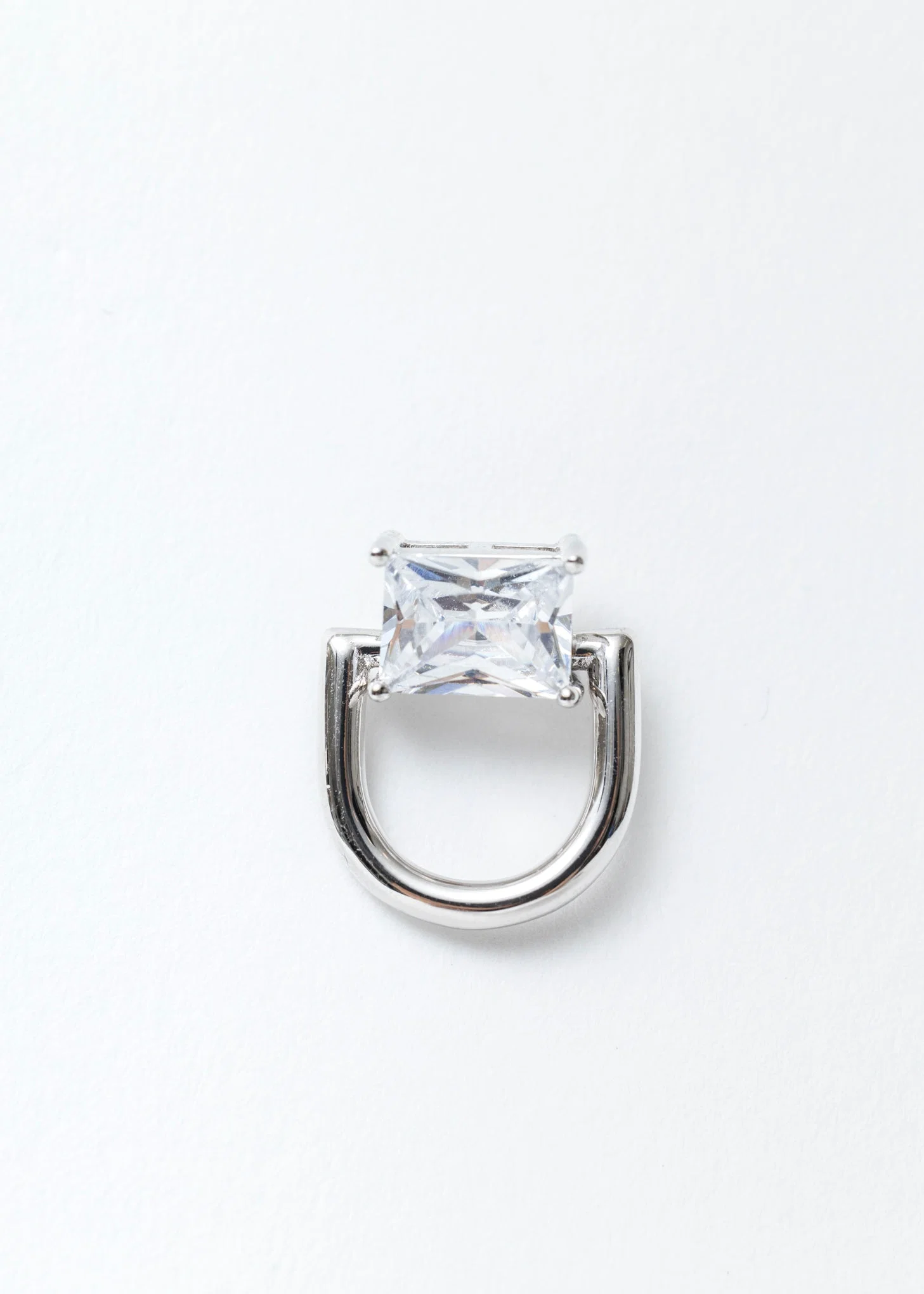 Silver And Rhinestone HUIXING Earring - Single
