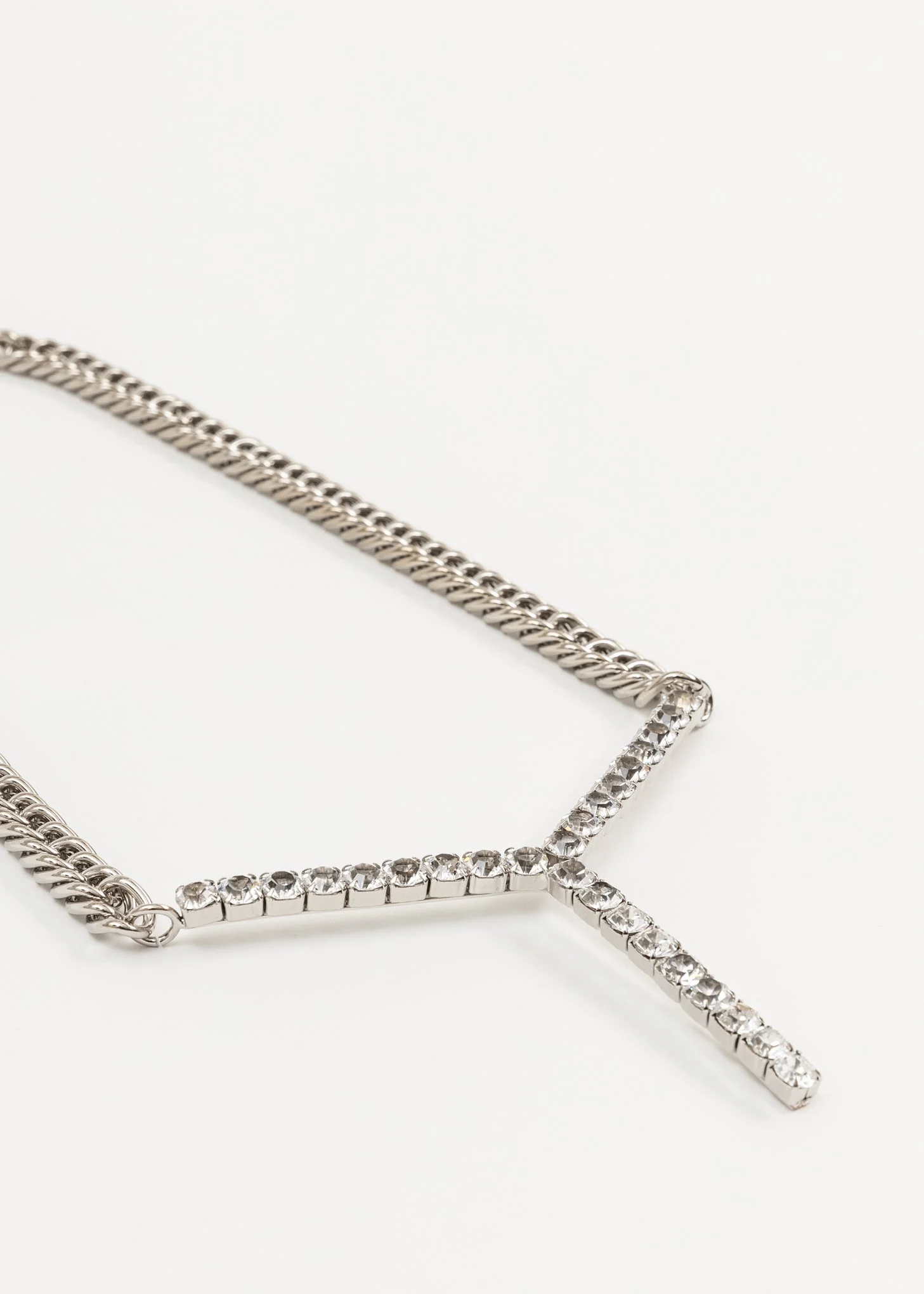 Silver And Rhinestone MAXI Y Necklace - Image 7