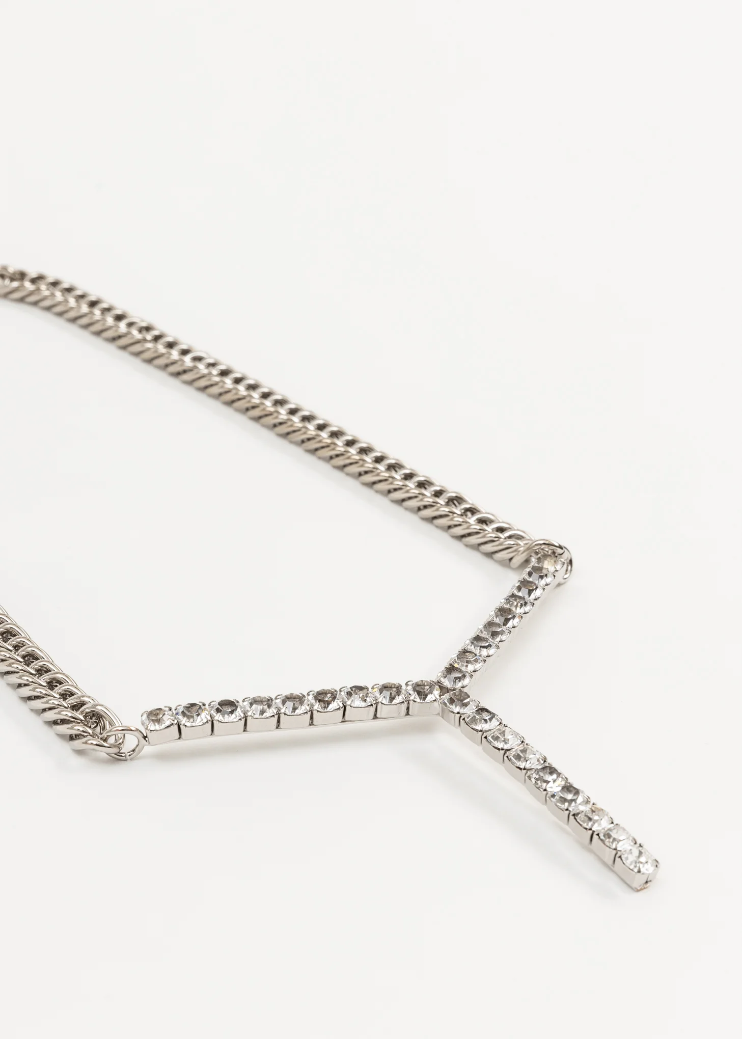 Silver And Rhinestone MAXI Y Necklace - Image 5