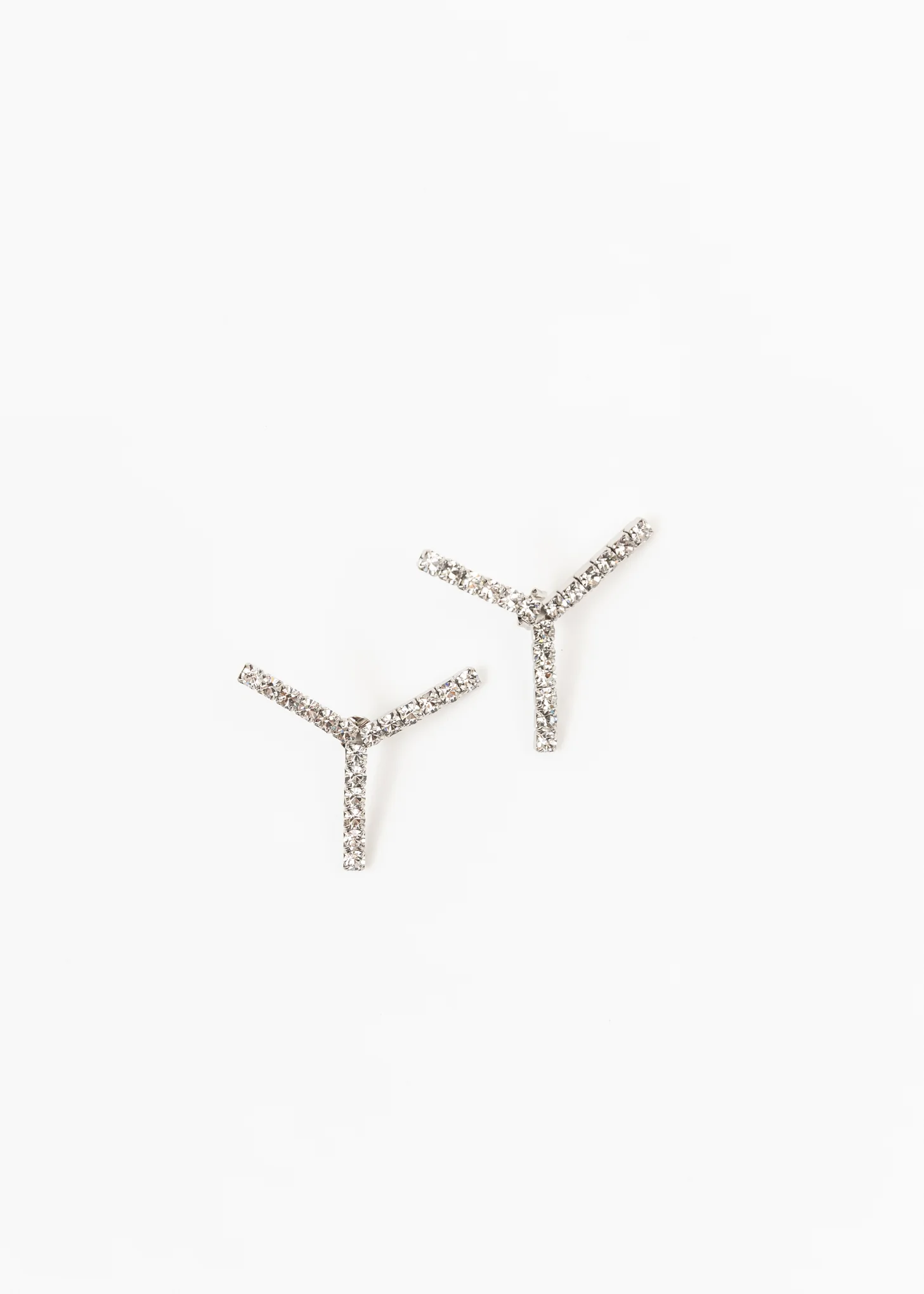 Silver And Rhinestone MEDIUM Y Earring