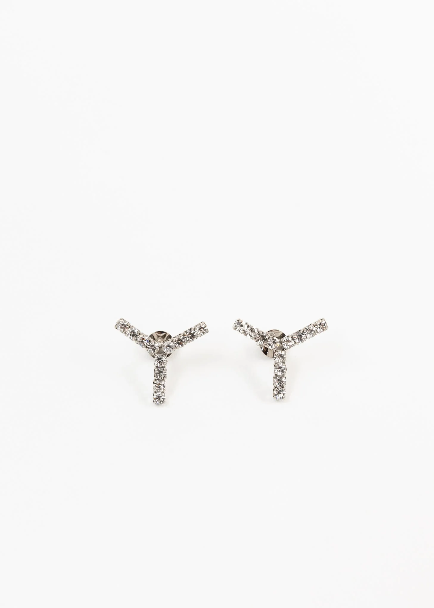 Silver And Rhinestone MINI Y Earring