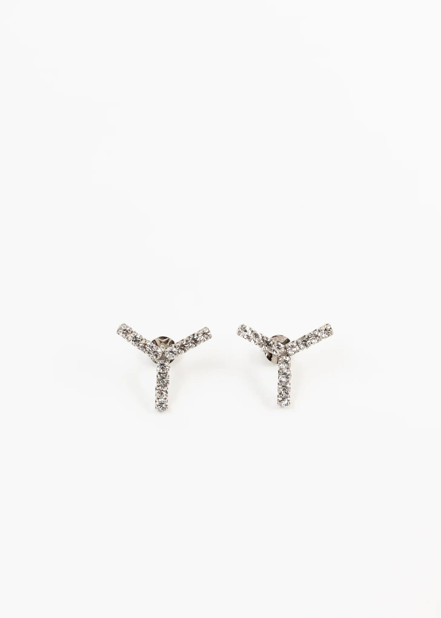 Silver And Rhinestone MINI Y Earring