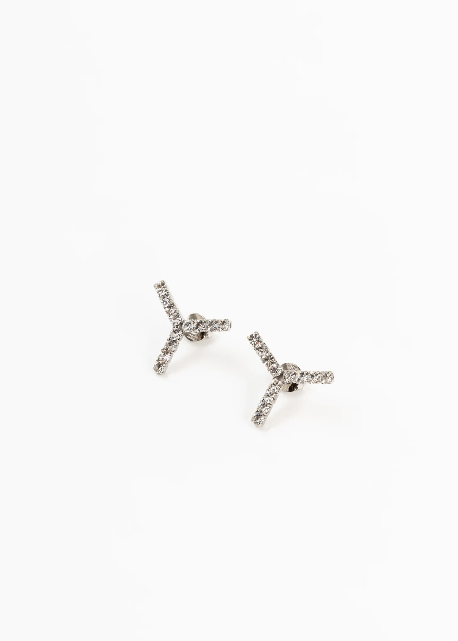 Silver And Rhinestone MINI Y Earring - Image 5