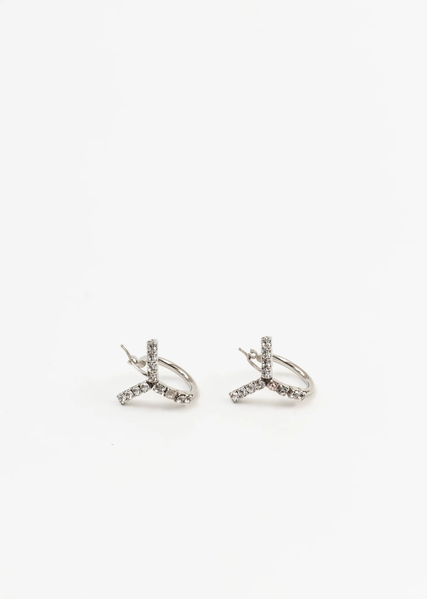 Silver And Rhinestone MINI Y Hoop