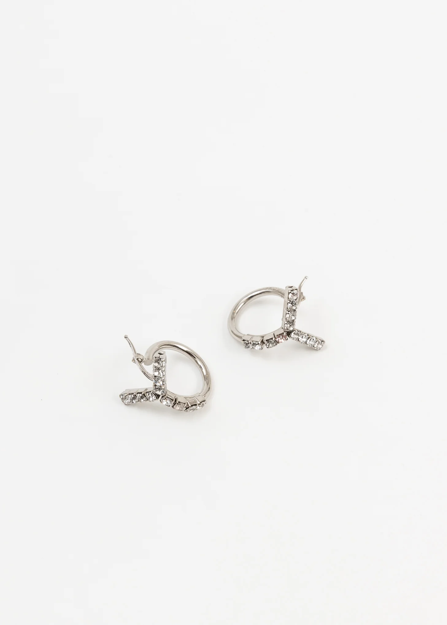 Silver And Rhinestone MINI Y Hoop - Image 6