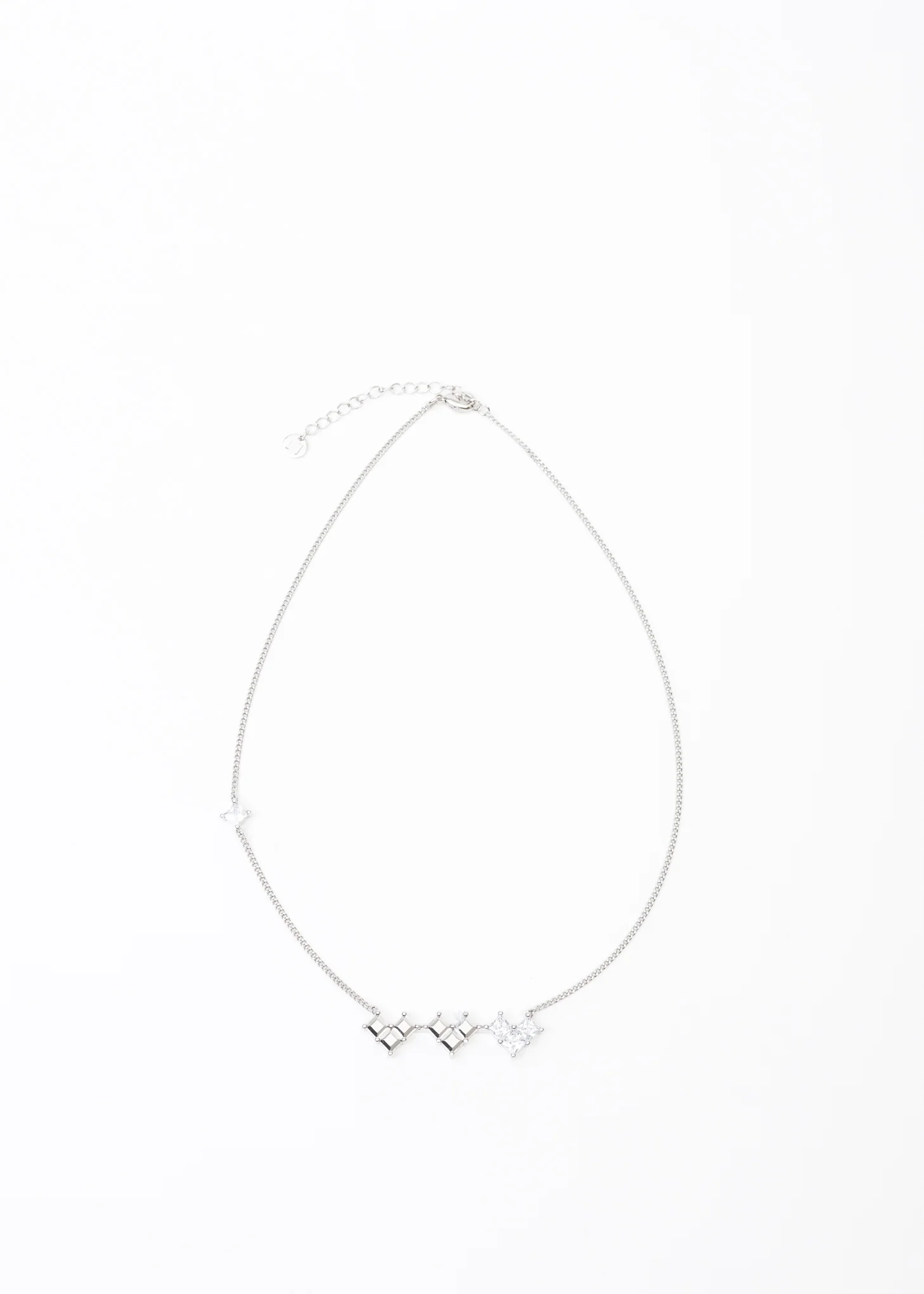 Silver And Rhinestone Three Hearts Necklace - Image 6