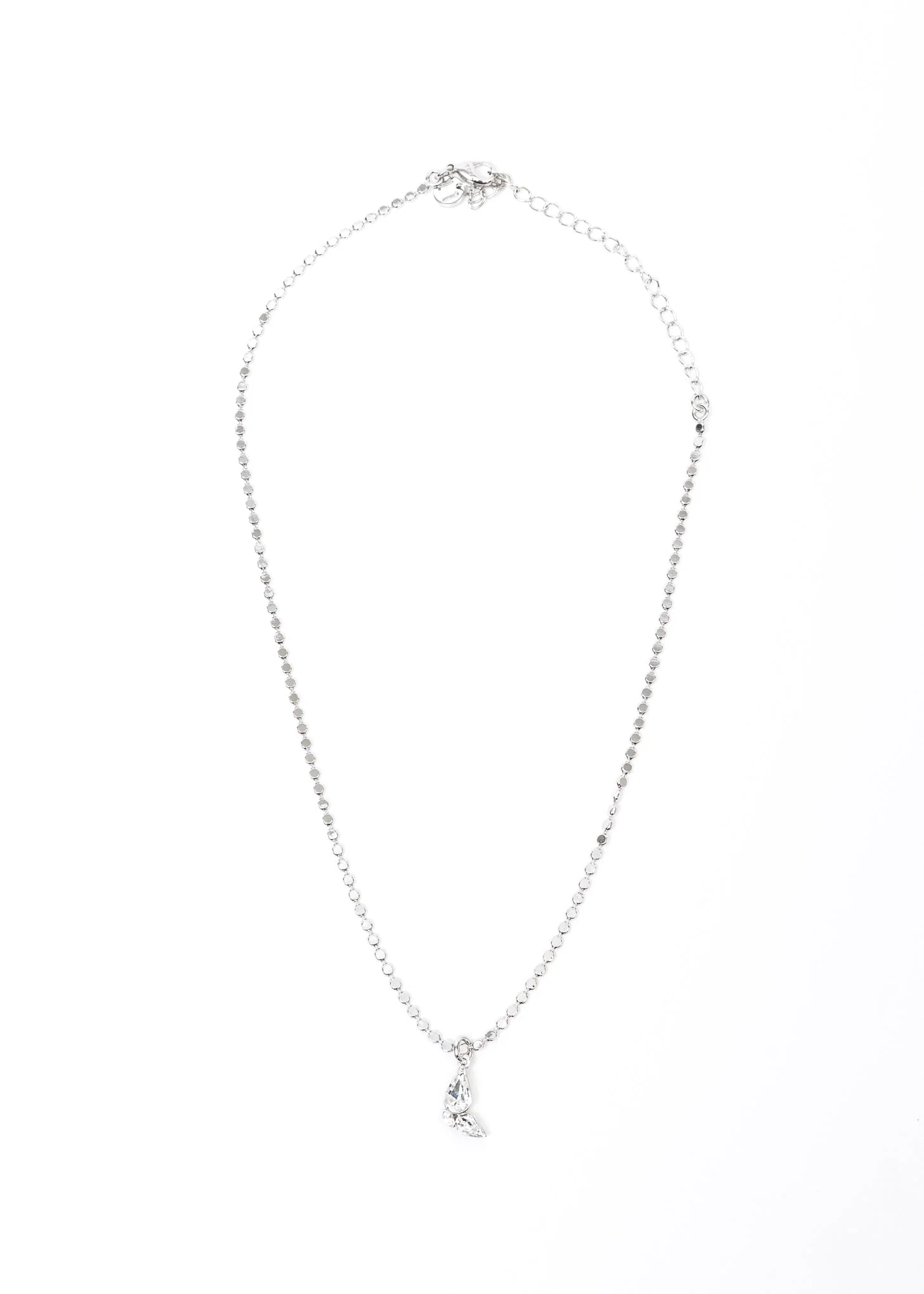 Silver And Rhinestone Small Wing  Necklace - Image 4
