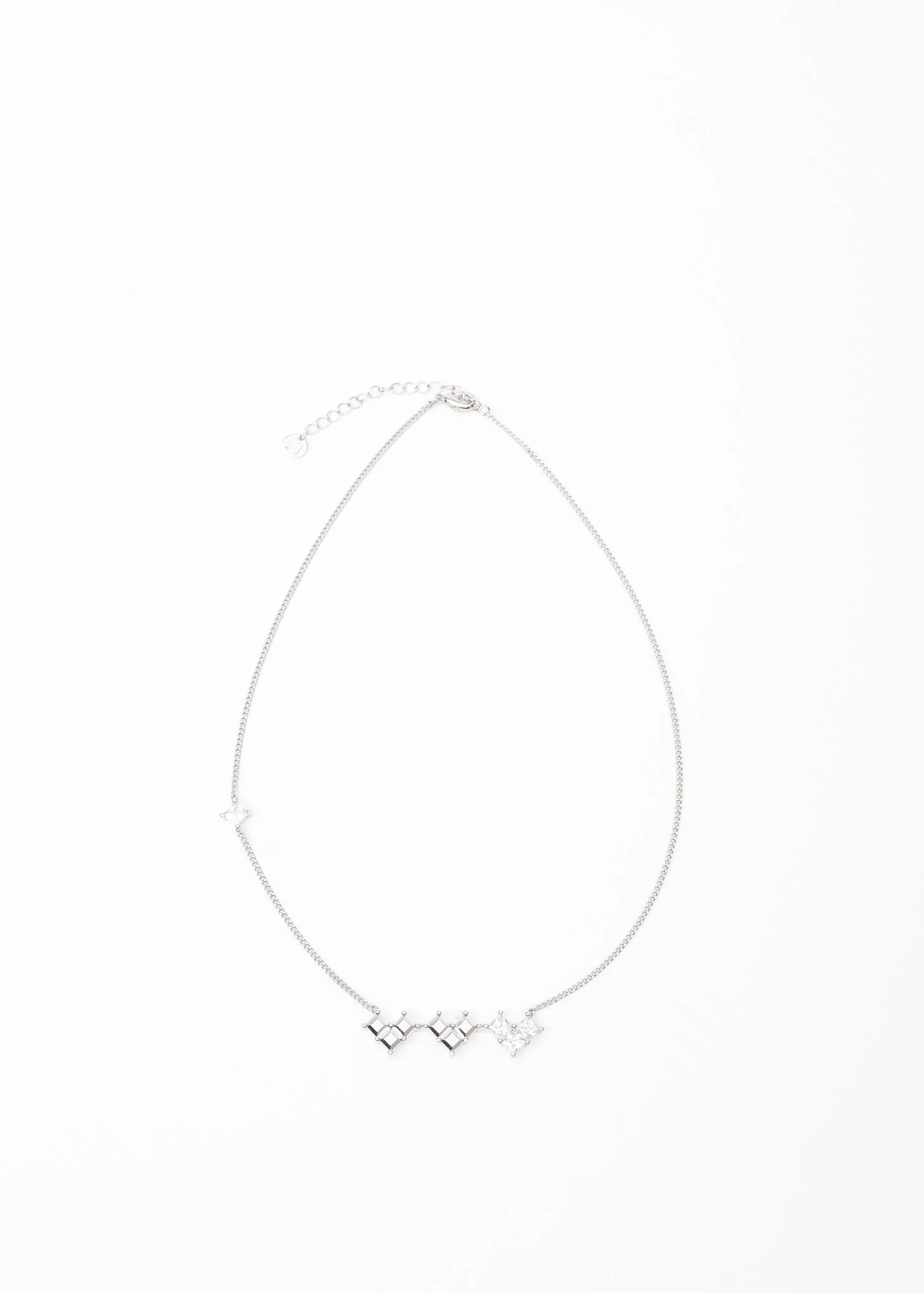 Silver And Rhinestone Three Hearts Necklace - Image 4