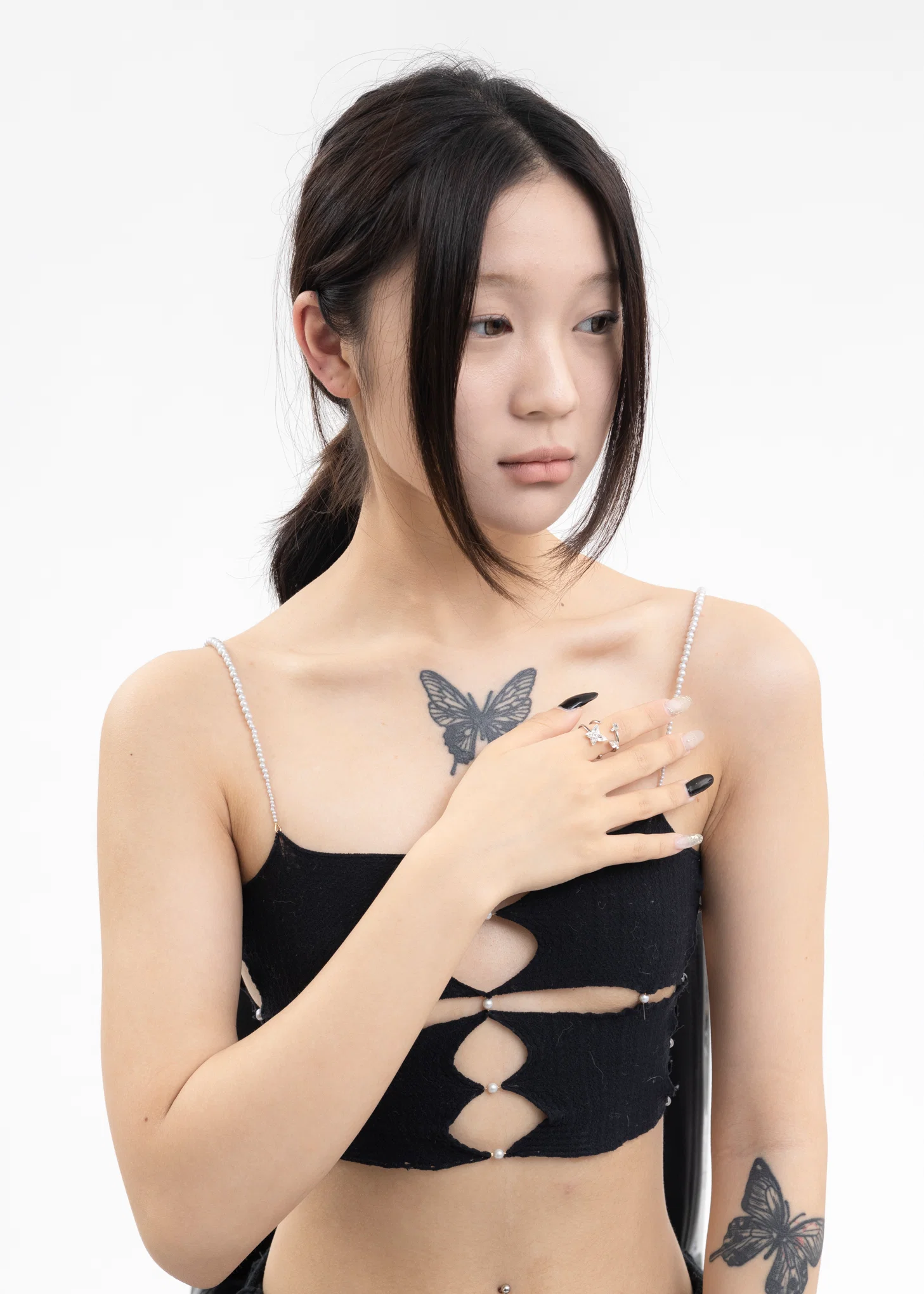 Silver And Rhinestone Wing/Butterfly Ring Set - Image 4