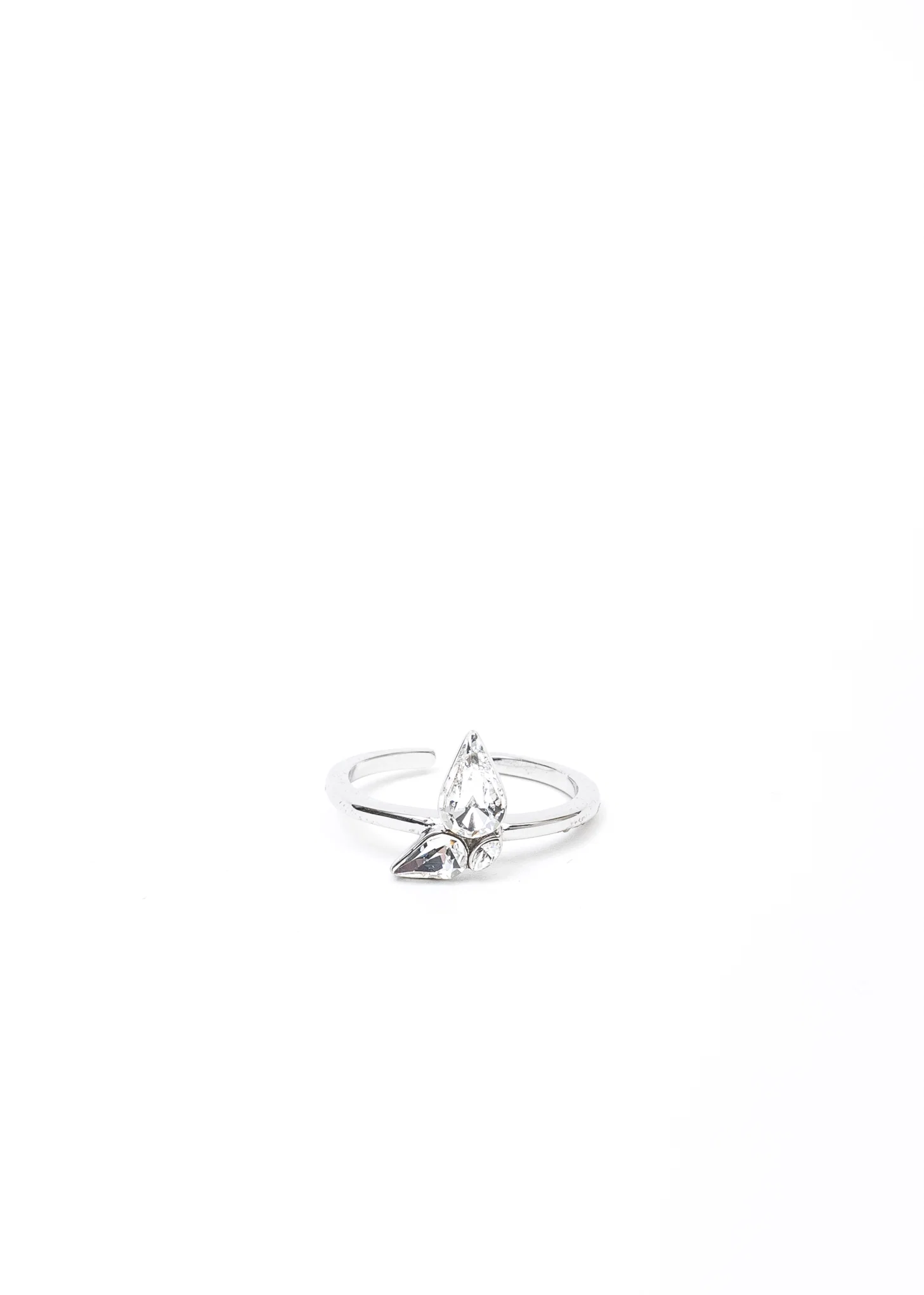 Silver And Rhinestone Wing Ring