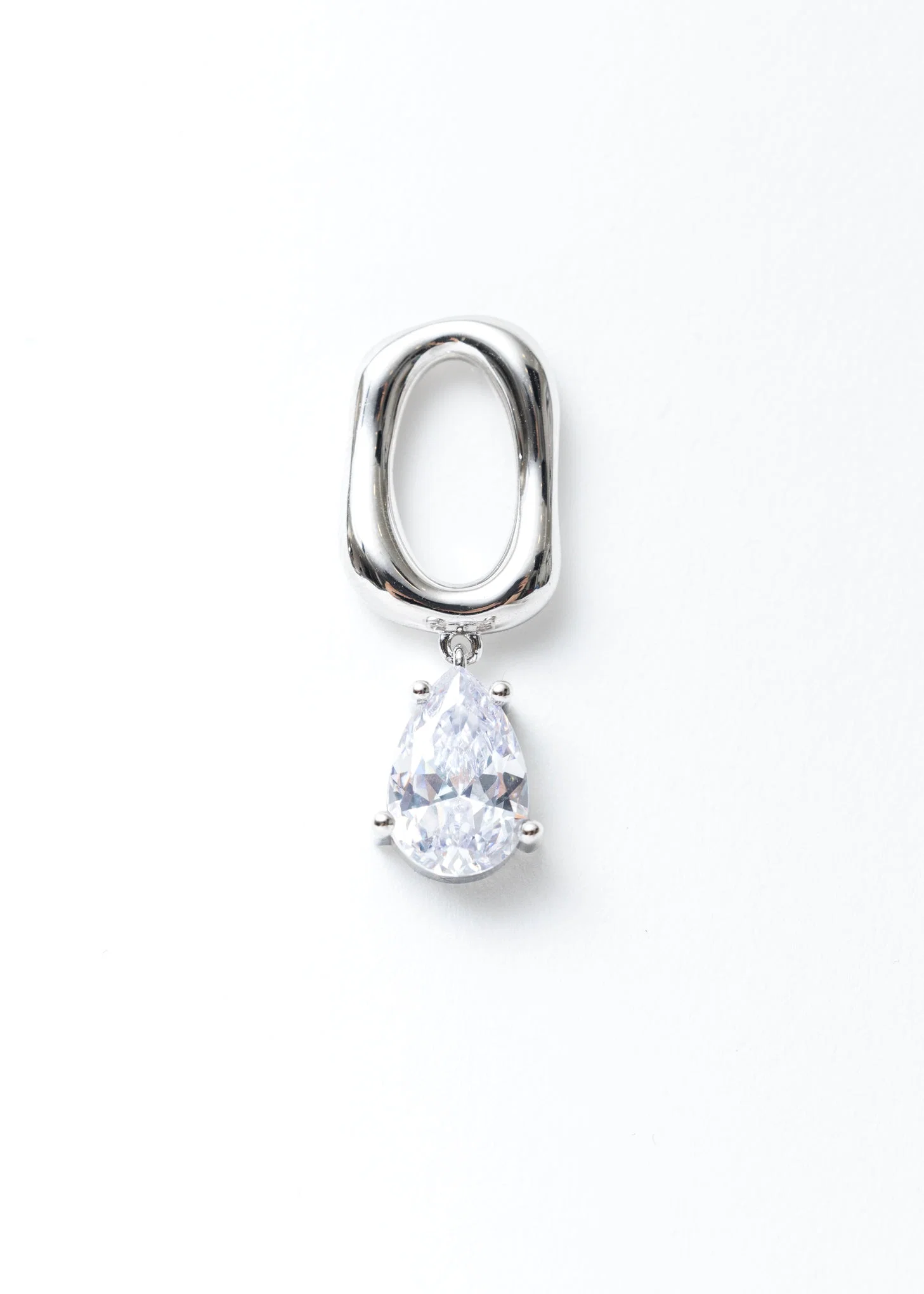 Silver And Rhinestone YINFU 1 Earring - Single